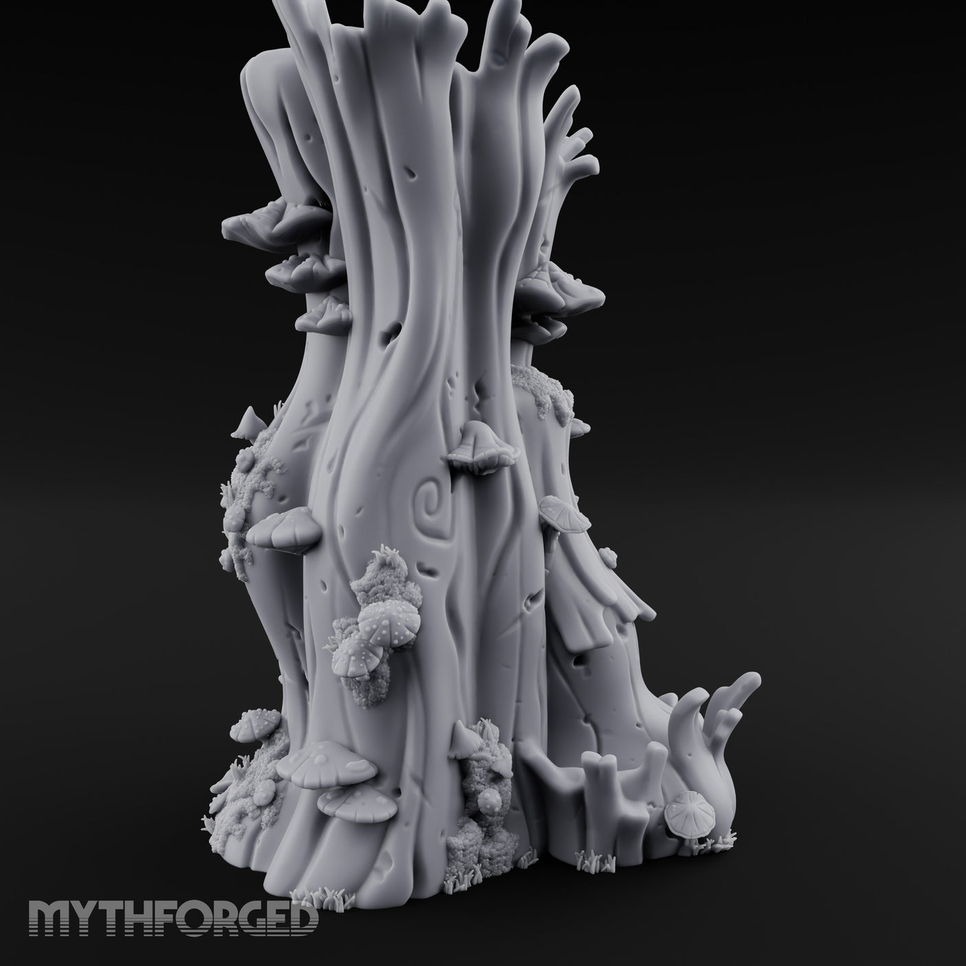 Shelf-Fungus Bracket-Clustered Tall Mushroom Forest Trunk Miniature for Dungeons and Dragons, Pathfinder or other TTRPGs