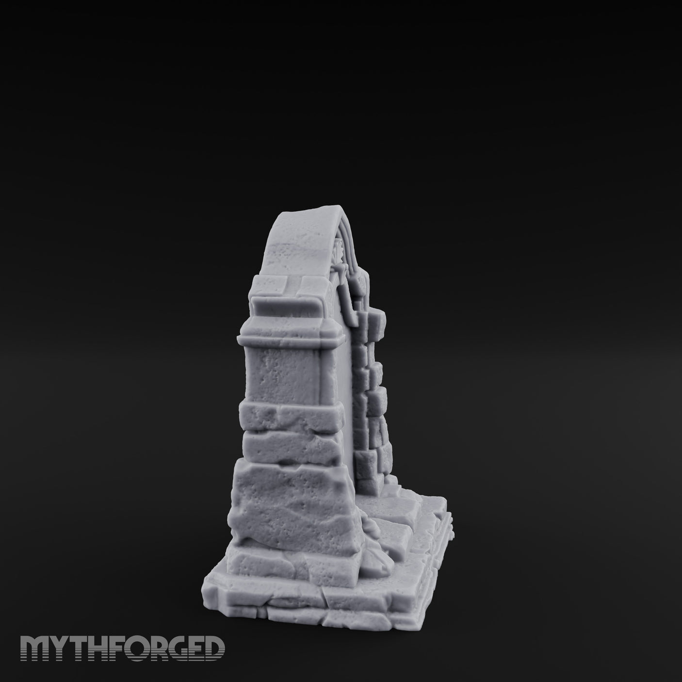 Shell-Crowned Arch-Framed Gothic Gravestone Miniature for Dungeons and Dragons, Pathfinder or other TTRPGs