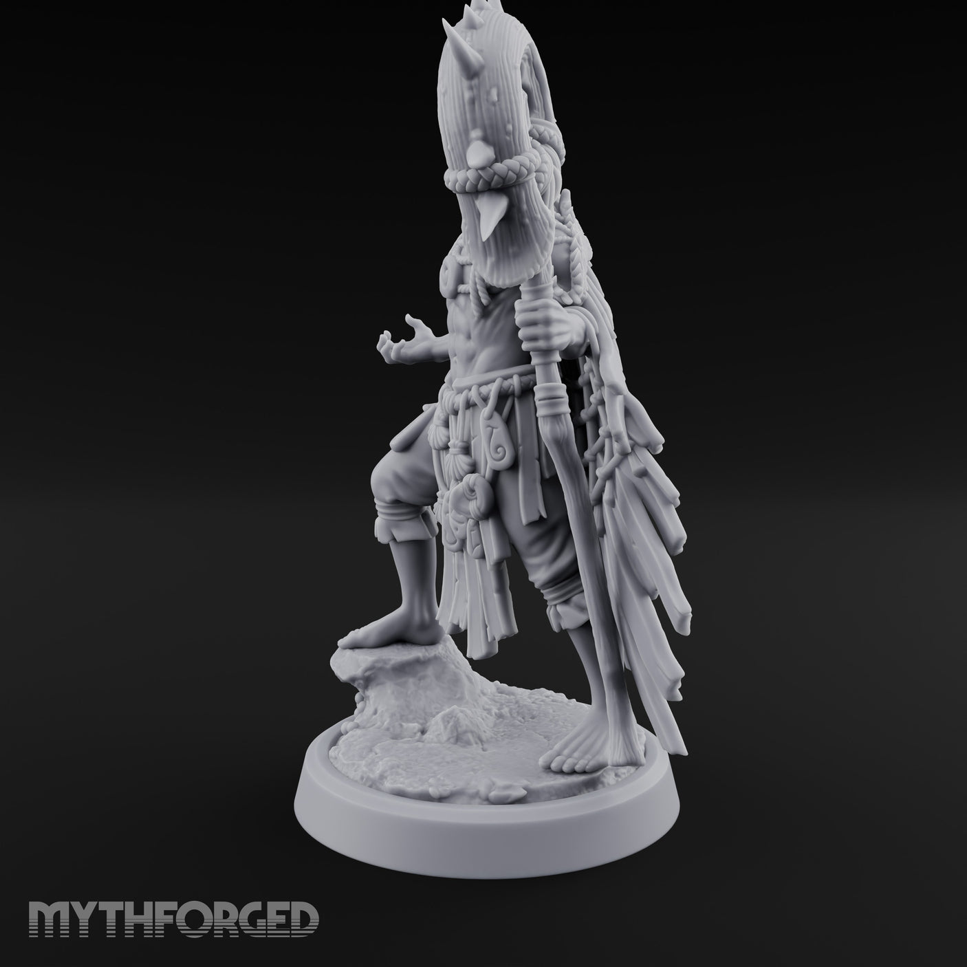 Shell Mace Clutching Weer Shaman Miniature for Dungeons and Dragons, Pathfinder or other TTRPGs
