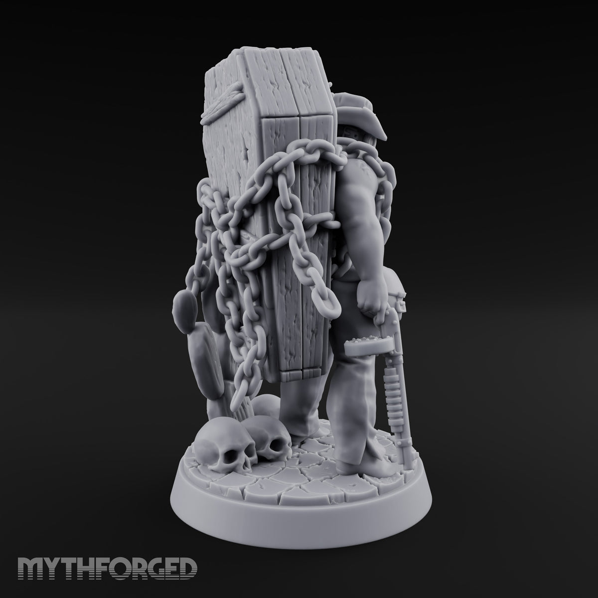 Carrying His Own Coffin Human Sheriff Miniature for Dungeons and Dragons, Pathfinder or other TTRPGs