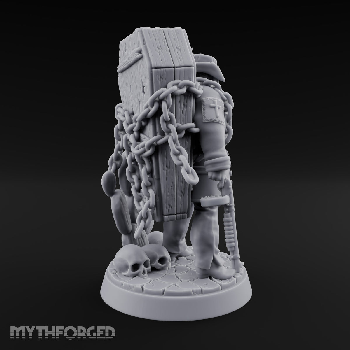 Carrying His Own Coffin Human Sheriff Miniature for Dungeons and Dragons, Pathfinder or other TTRPGs