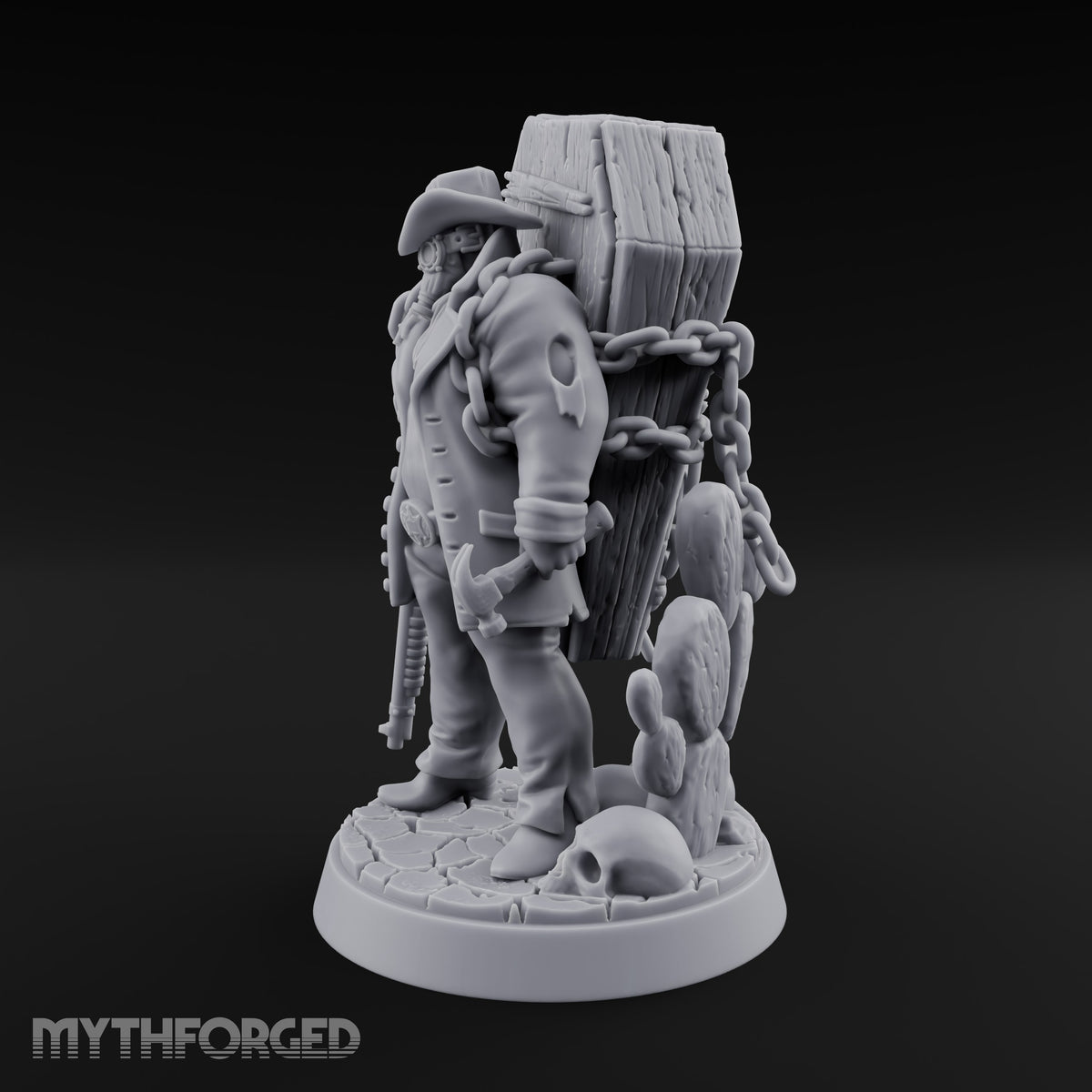 Carrying His Own Coffin Human Sheriff Miniature for Dungeons and Dragons, Pathfinder or other TTRPGs