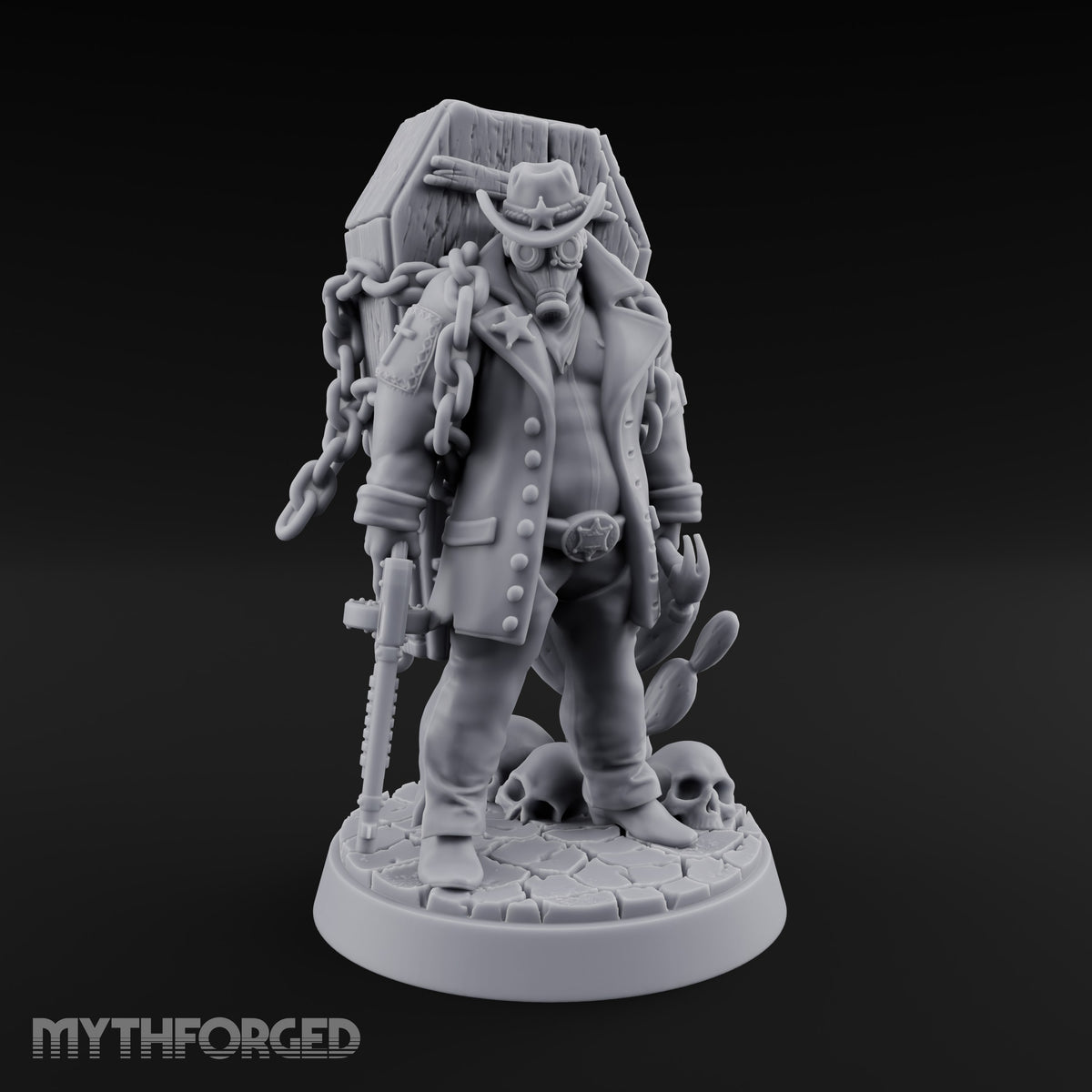 Carrying His Own Coffin Human Sheriff Miniature for Dungeons and Dragons, Pathfinder or other TTRPGs