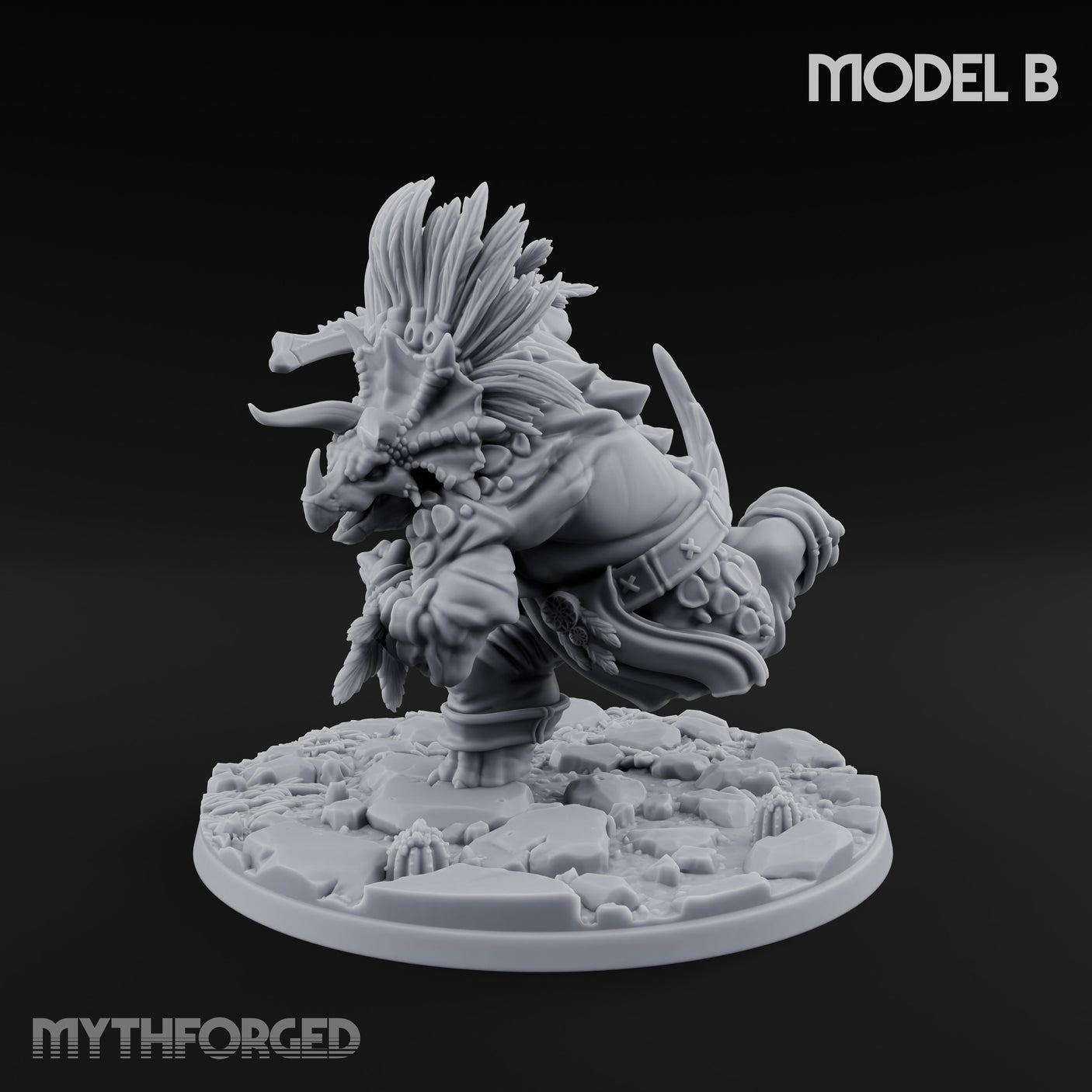 Shield And Flail Wielding Lizardfolk Warrior B Miniature for Dungeons and Dragons, Pathfinder or other TTRPGs