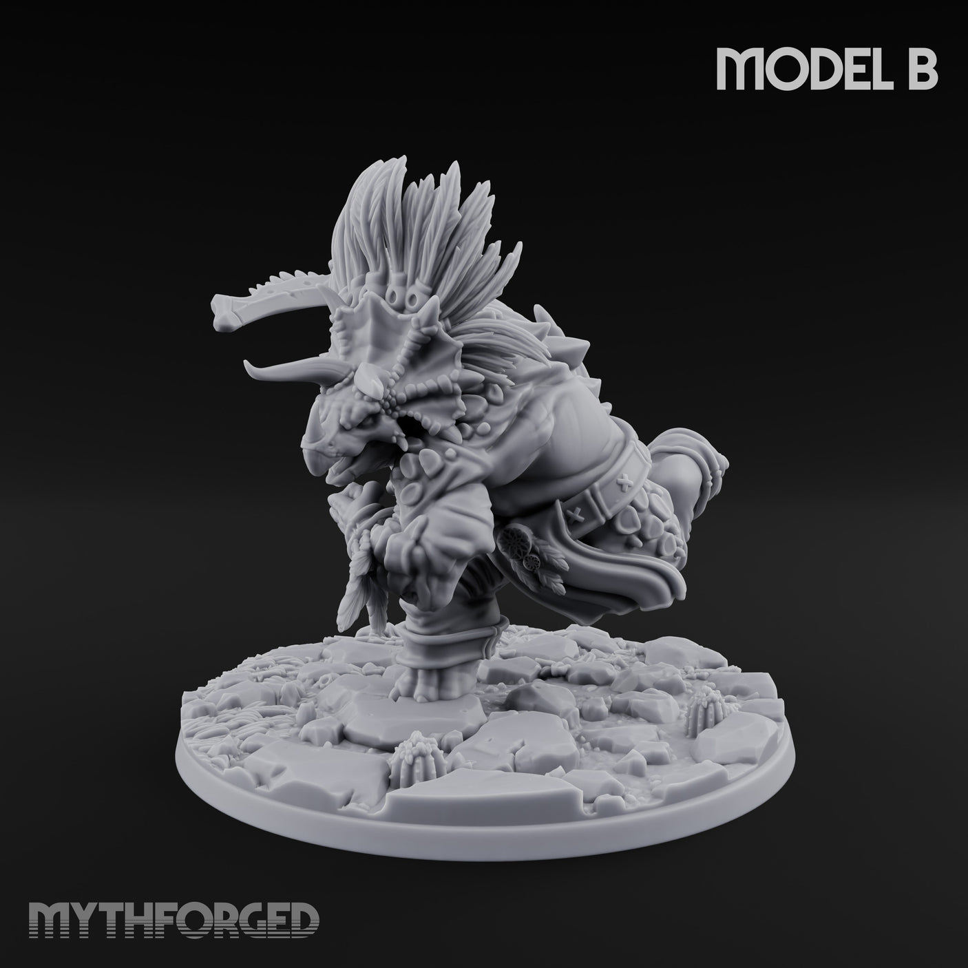 Shield And Flail Wielding Lizardfolk Warrior B Miniature for Dungeons and Dragons, Pathfinder or other TTRPGs