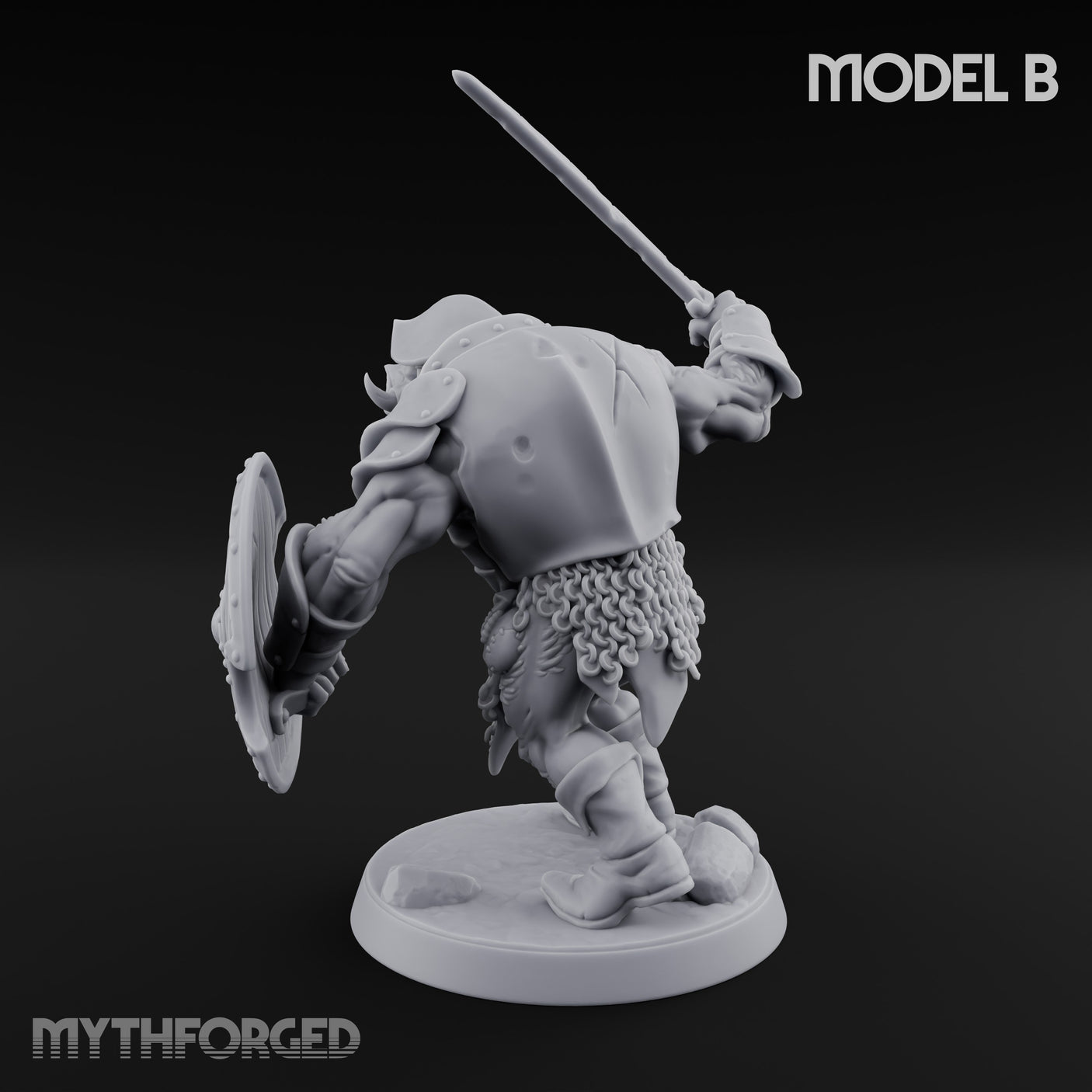 Shield Bearing Warband Pig Orc Warrior B Miniature for Dungeons and Dragons, Pathfinder or other TTRPGs