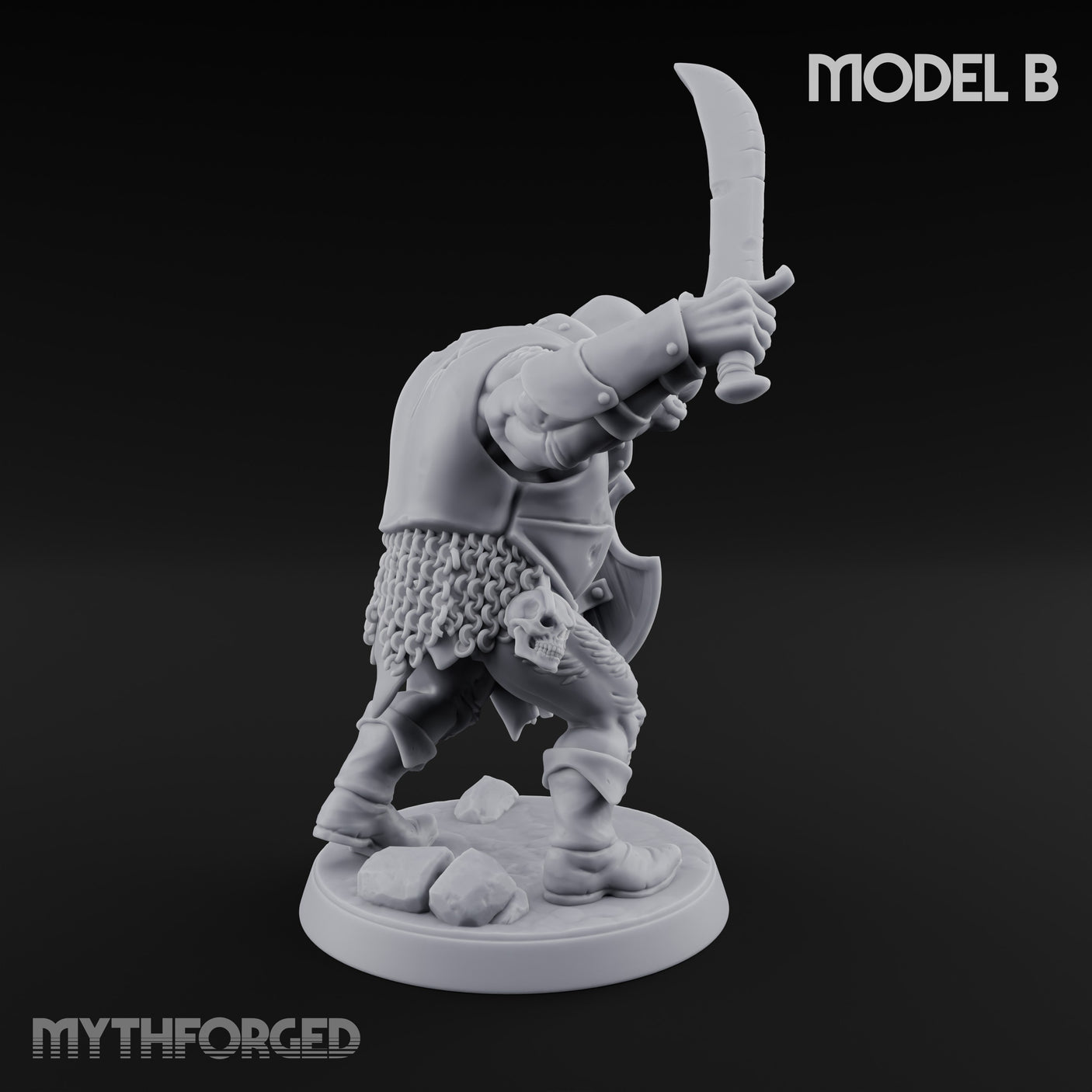 Shield Bearing Warband Pig Orc Warrior B Miniature for Dungeons and Dragons, Pathfinder or other TTRPGs