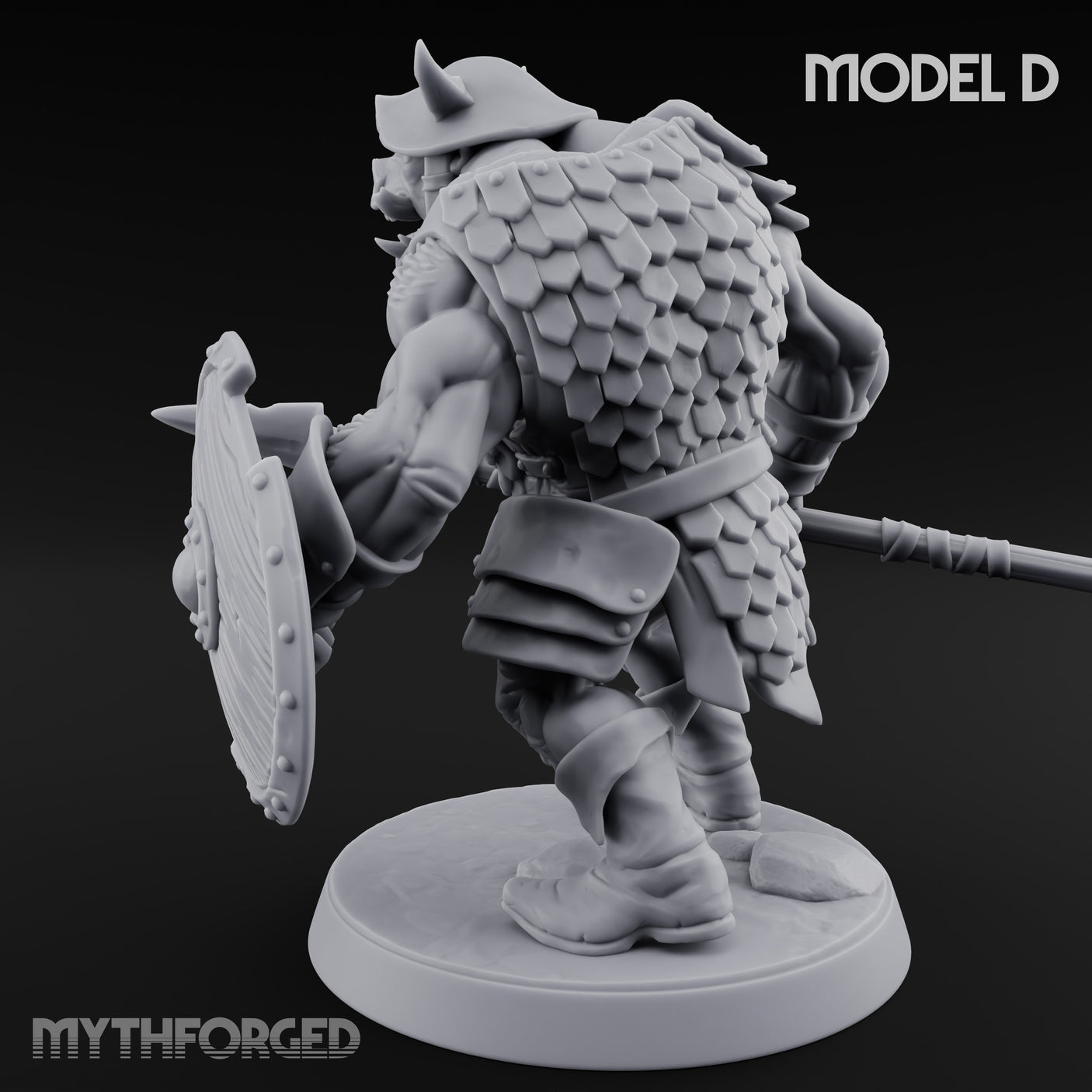 Shield Bearing Warband Pig Orc Warrior D Miniature for Dungeons and Dragons, Pathfinder or other TTRPGs
