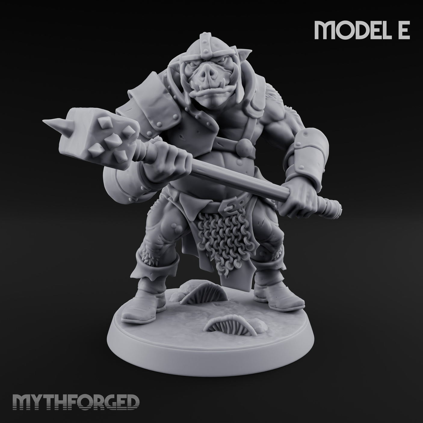 Shield Bearing Warband Pig Orc Warrior E — With