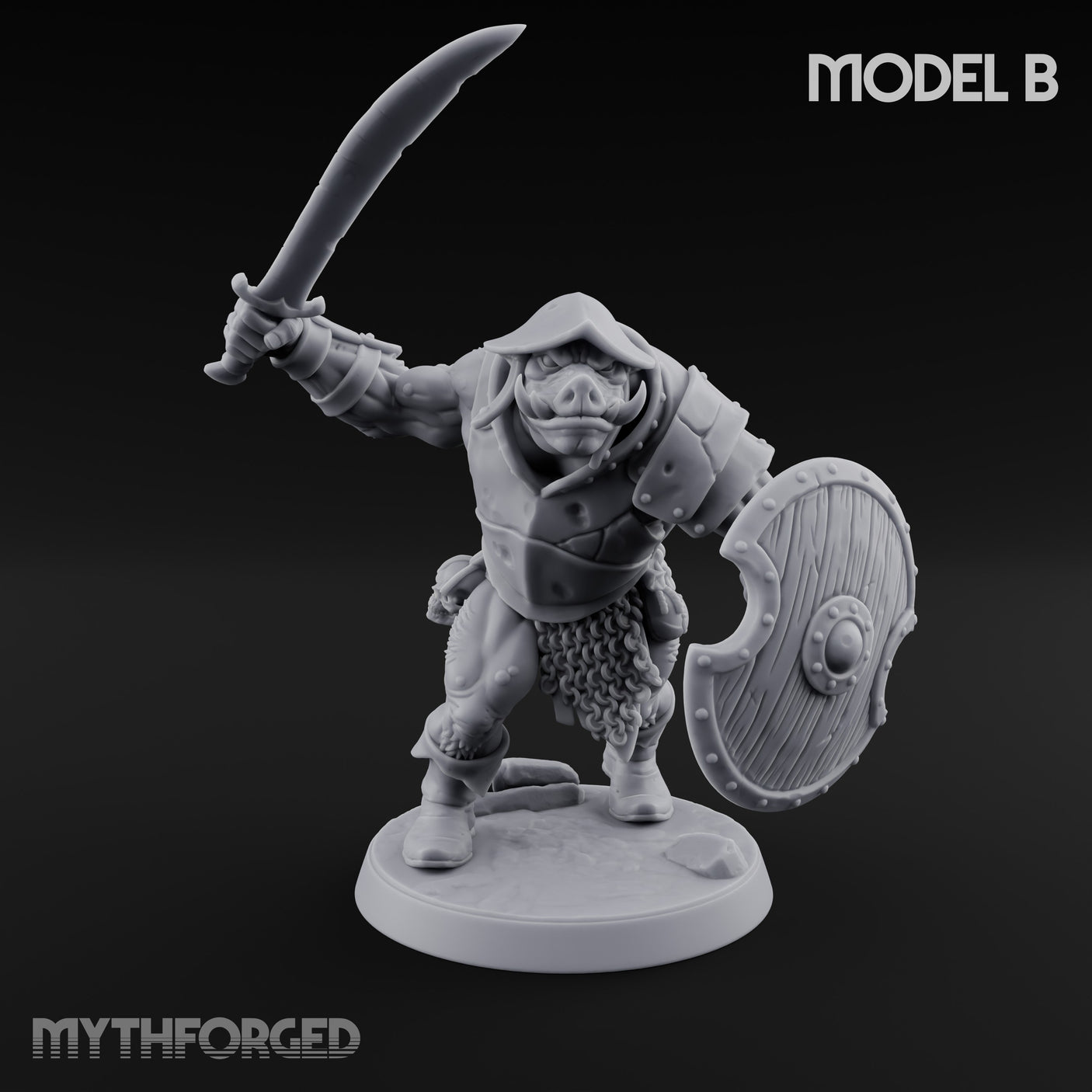 Shield Bearing Warband Pig Orc Warriors — B