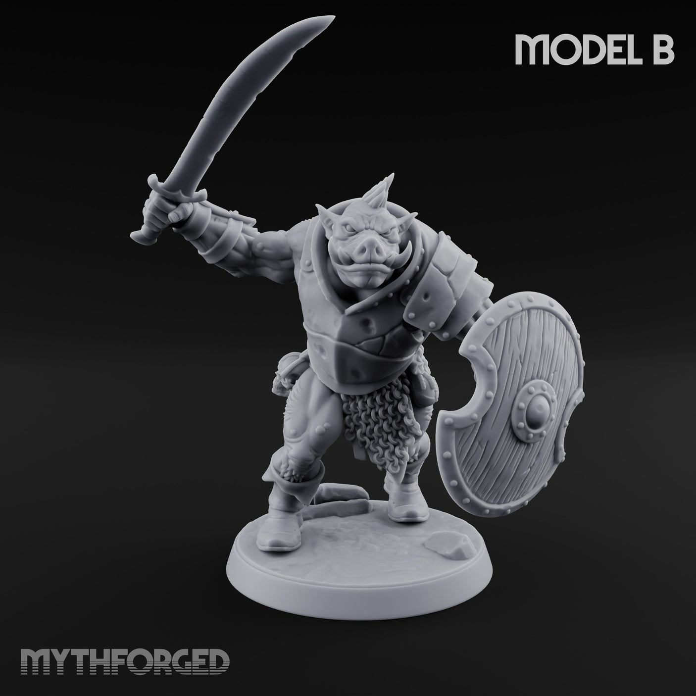 Shield Bearing Warband Pig Orc Warriors — B