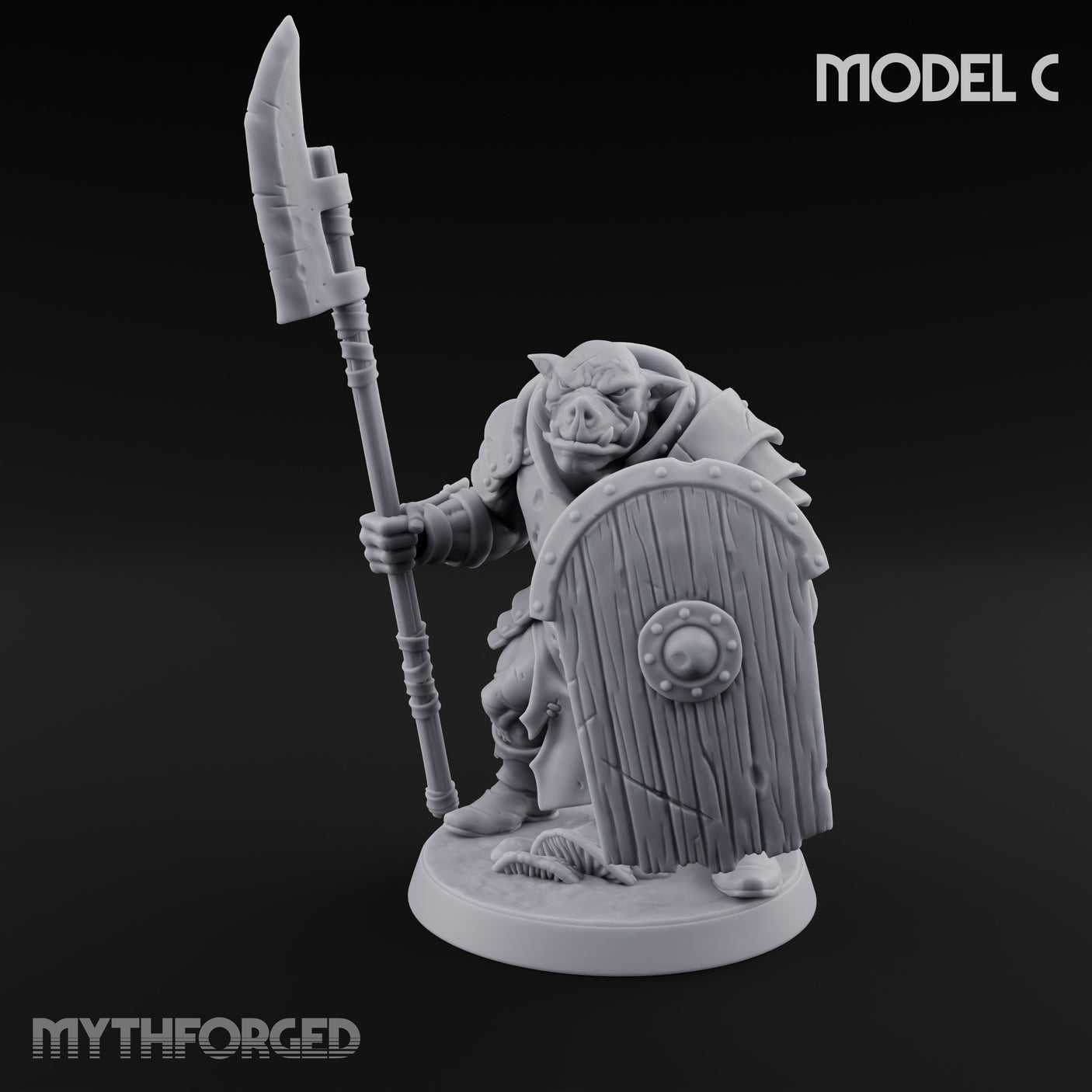 Shield Bearing Warband Pig Orc Warriors — C