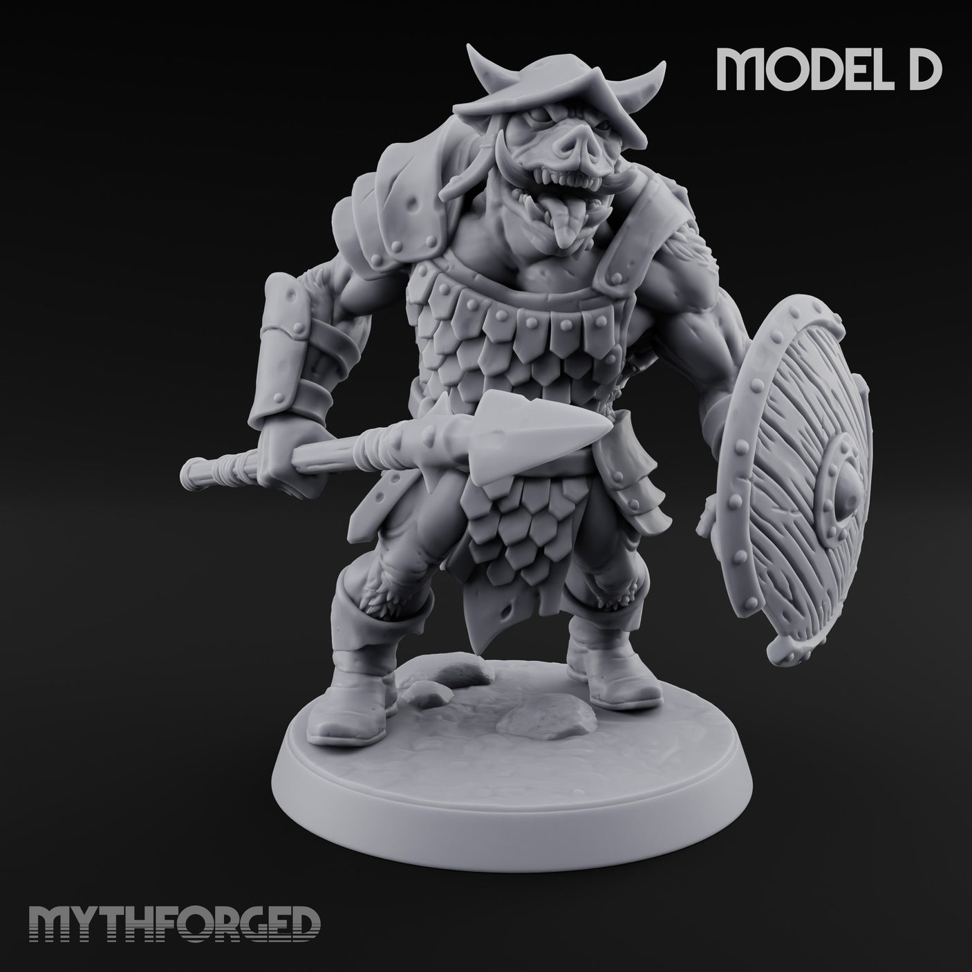 Shield Bearing Warband Pig Orc Warriors — D