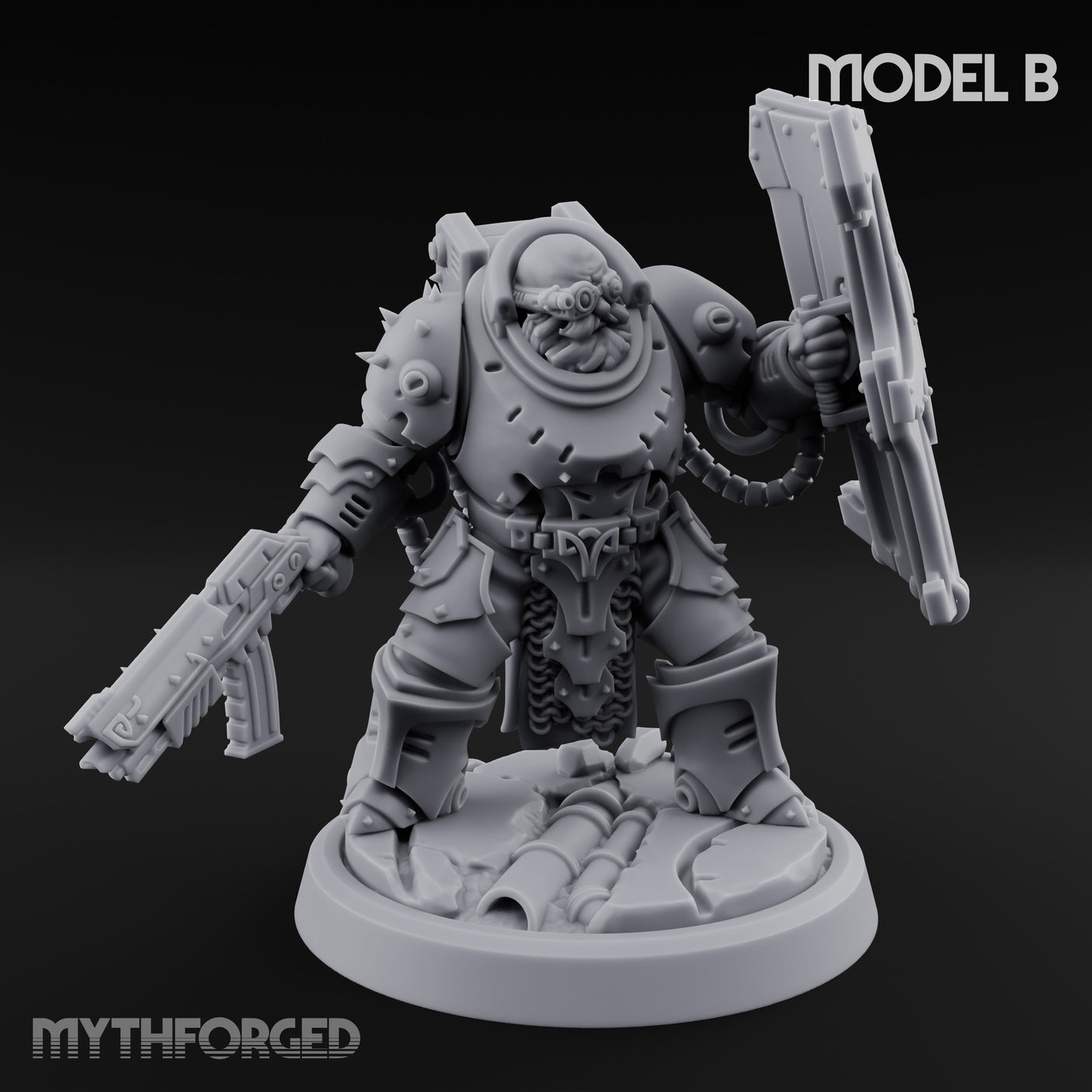 Shield Bracing Gun Toting Space Dwarf Trooper B gallery 1