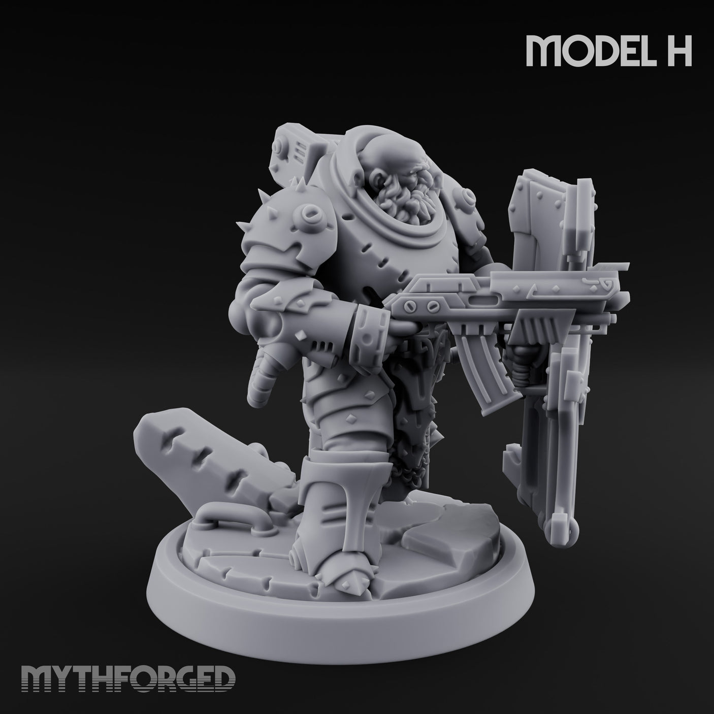 Shield Bracing Gun Toting Space Dwarf Trooper H gallery 2