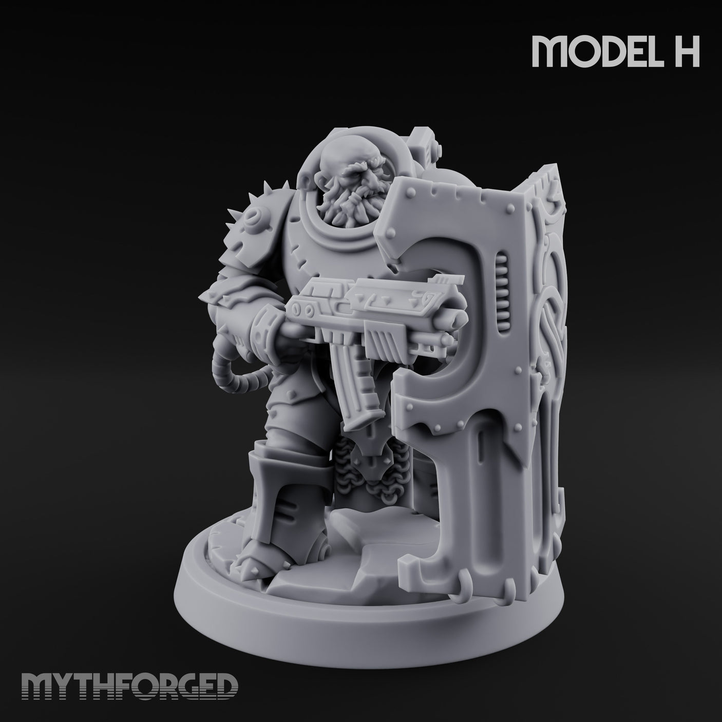 Shield Bracing Gun Toting Space Dwarf Trooper H gallery 9