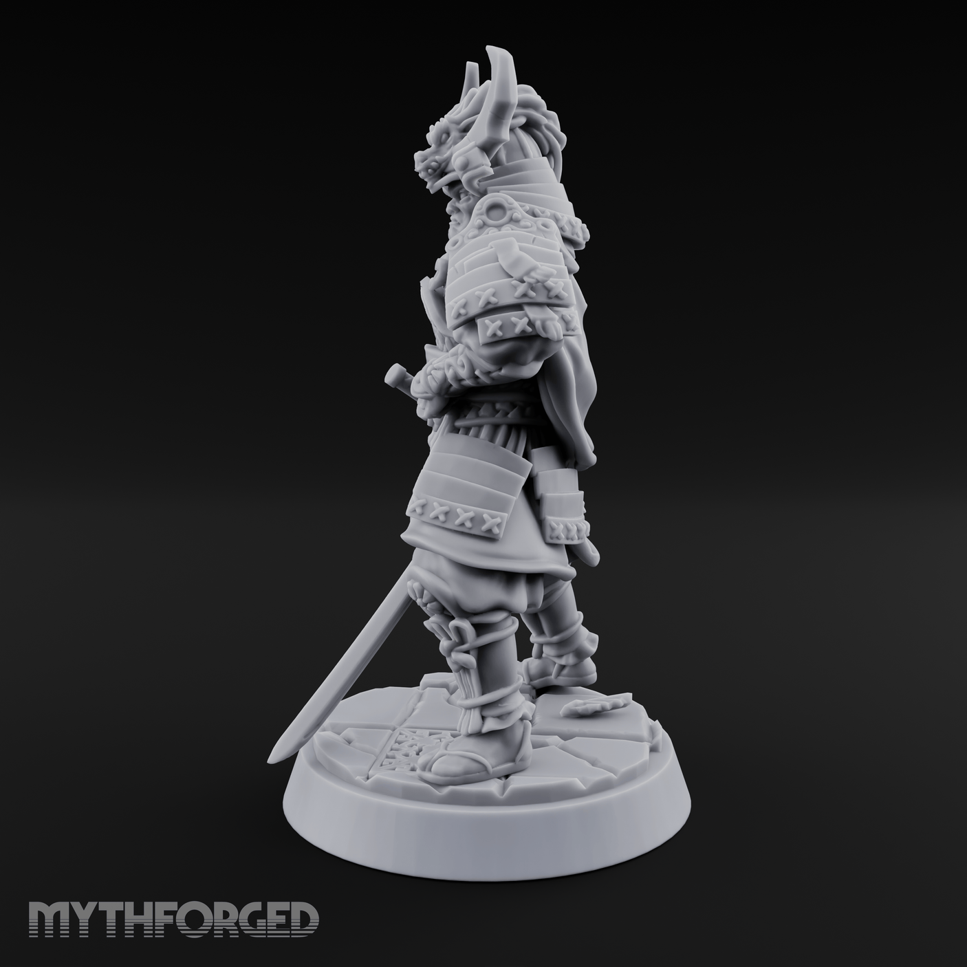 Armoured Horns High Commanding Shogun Miniature for Dungeons and Dragons, Pathfinder or other TTRPGs