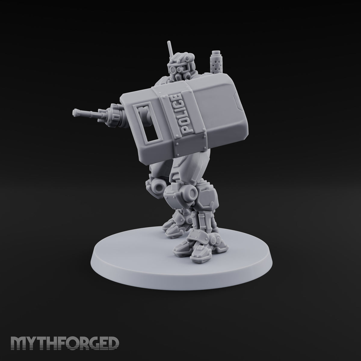 Riot Control, Rusted Edition Warforged Riot Police Robot with Shield A
