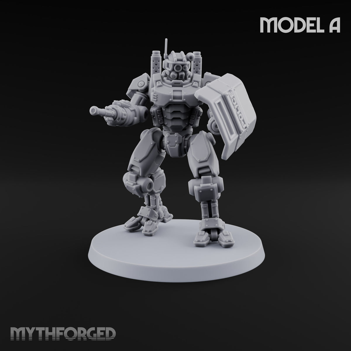 Riot Control, Rusted Edition Warforged Riot Police Robot with Shield A