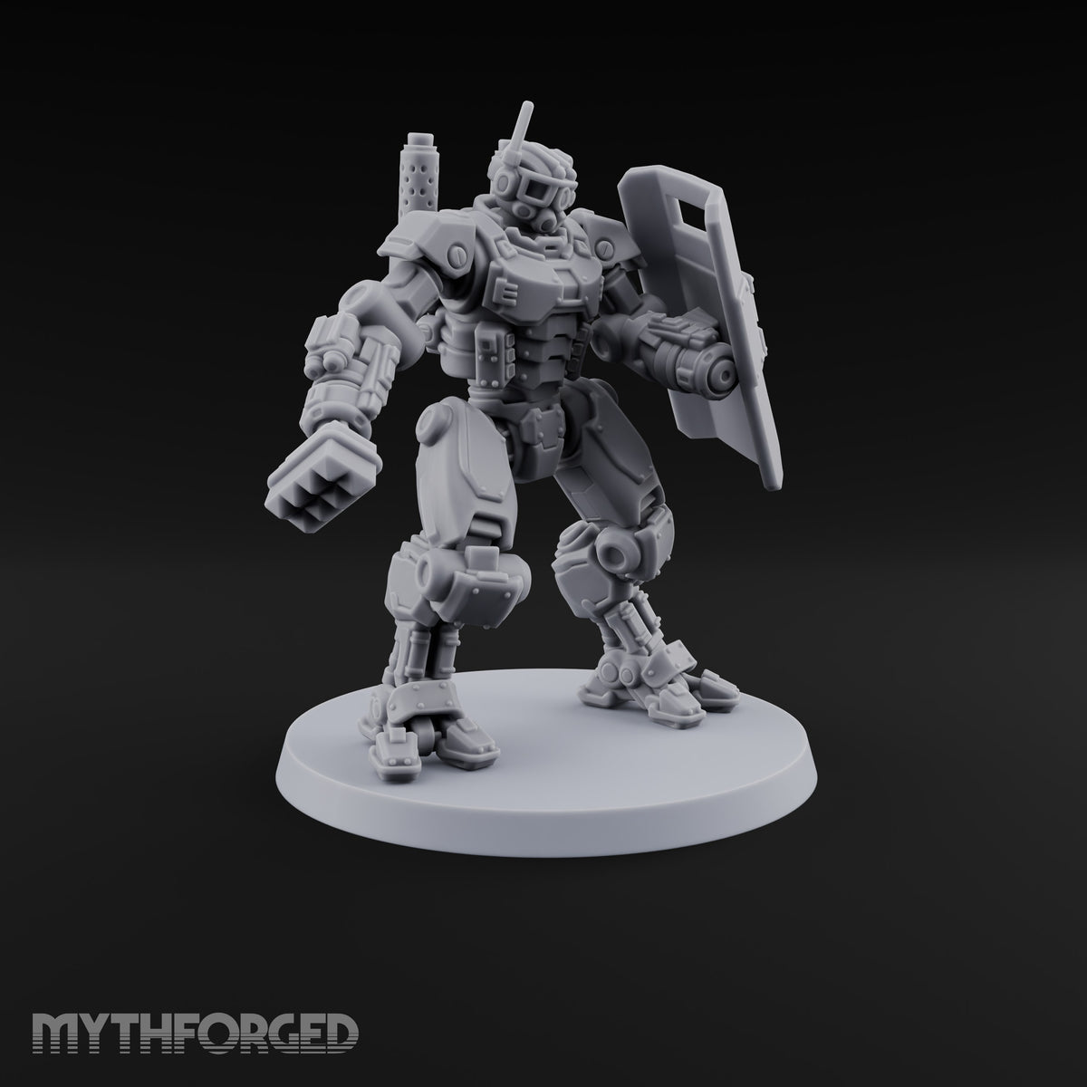 Riot Control, Rusted Edition Warforged Riot Police Robot with Shield B