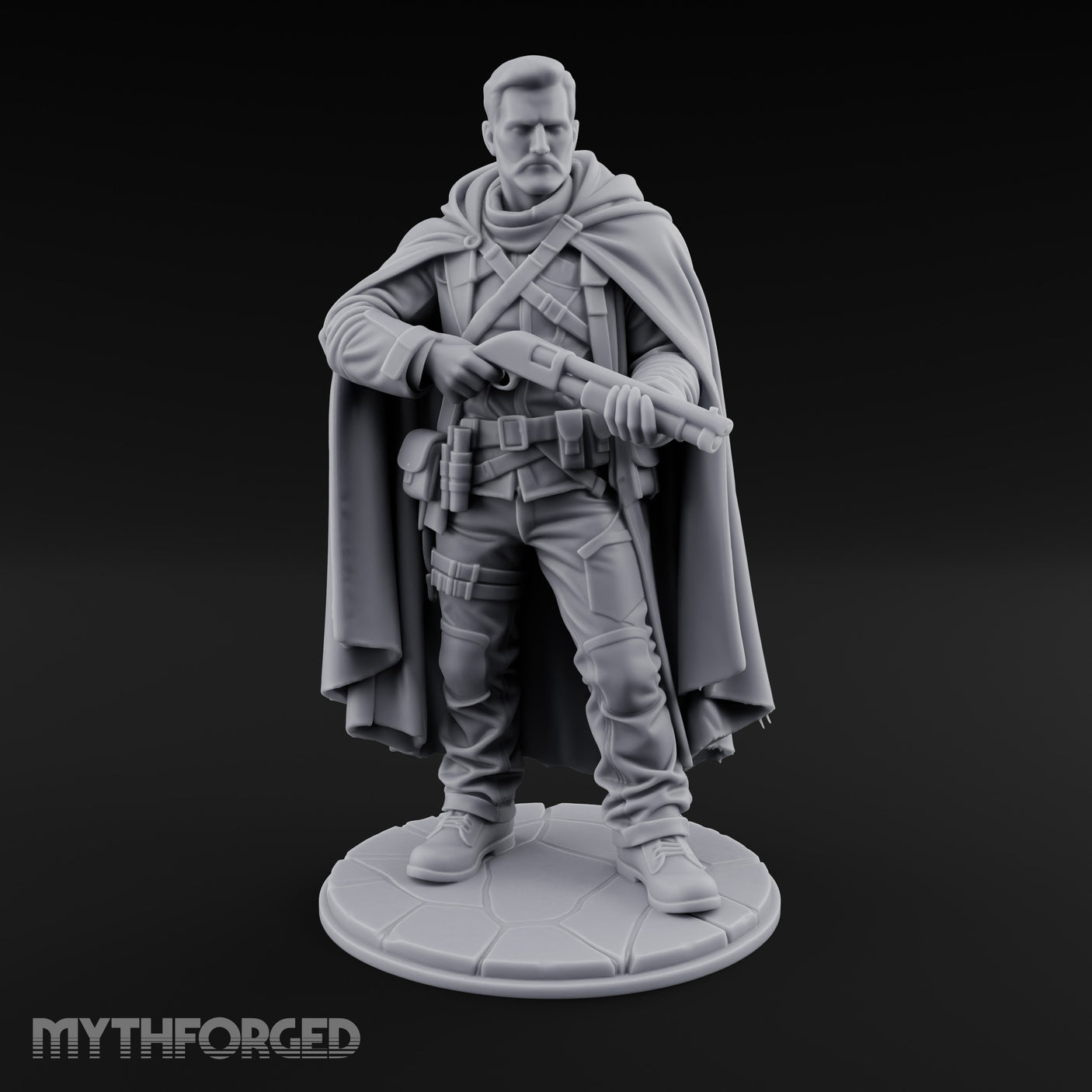 Shotgun Cradling Human Gunslinger Miniature for Dungeons and Dragons, Pathfinder or other TTRPGs
