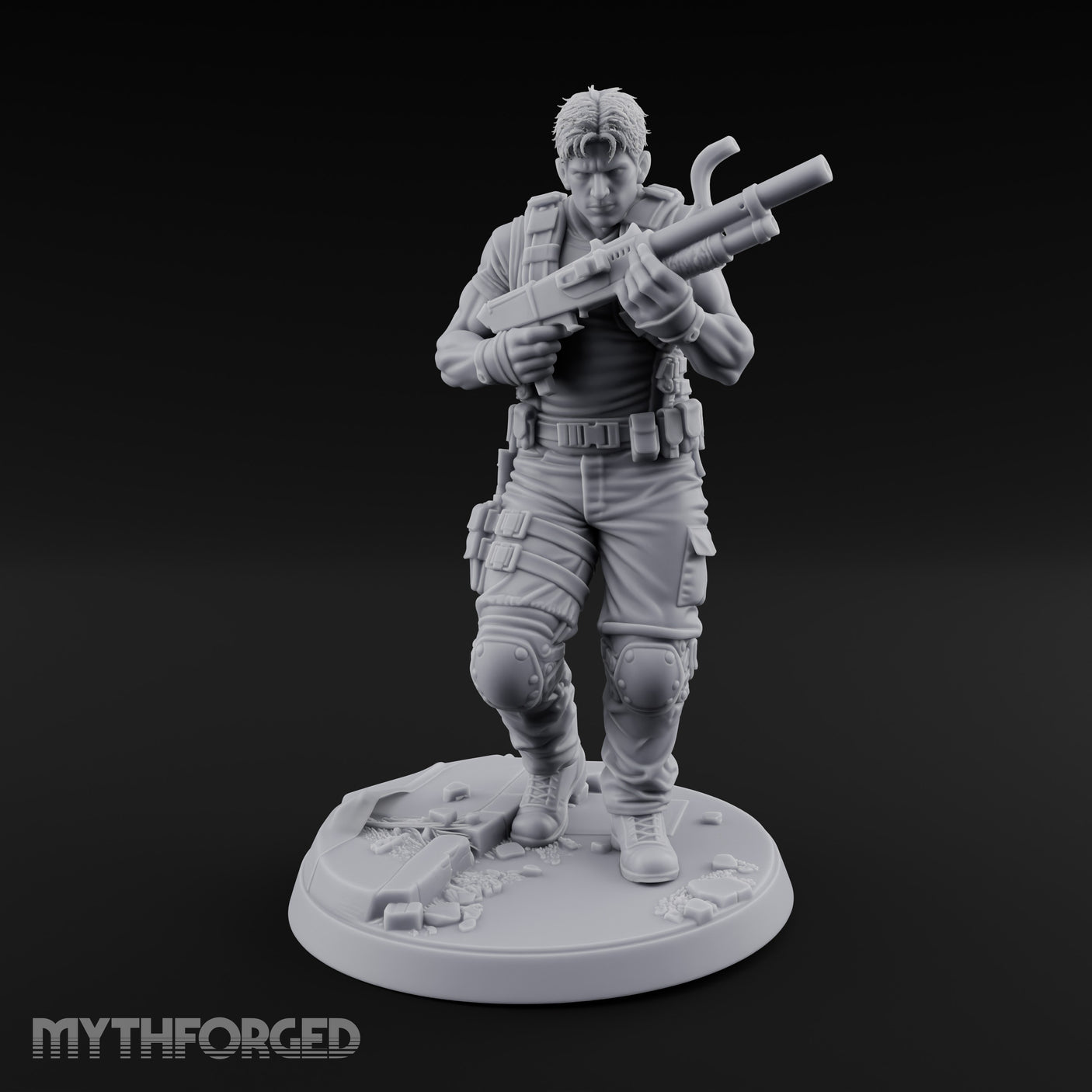 Shotgun Levelling Human Survivor Miniature for Dungeons and Dragons, Pathfinder or other TTRPGs
