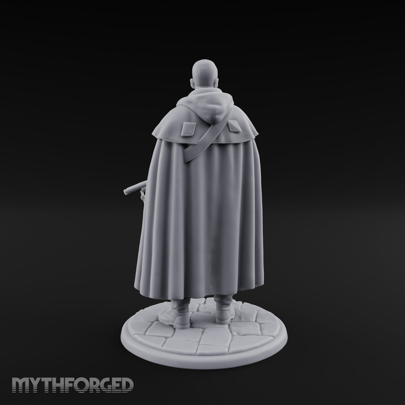 Shotgun-Slung Cape-Flowing Human Wanderer Miniature for Dungeons and Dragons, Pathfinder or other TTRPGs