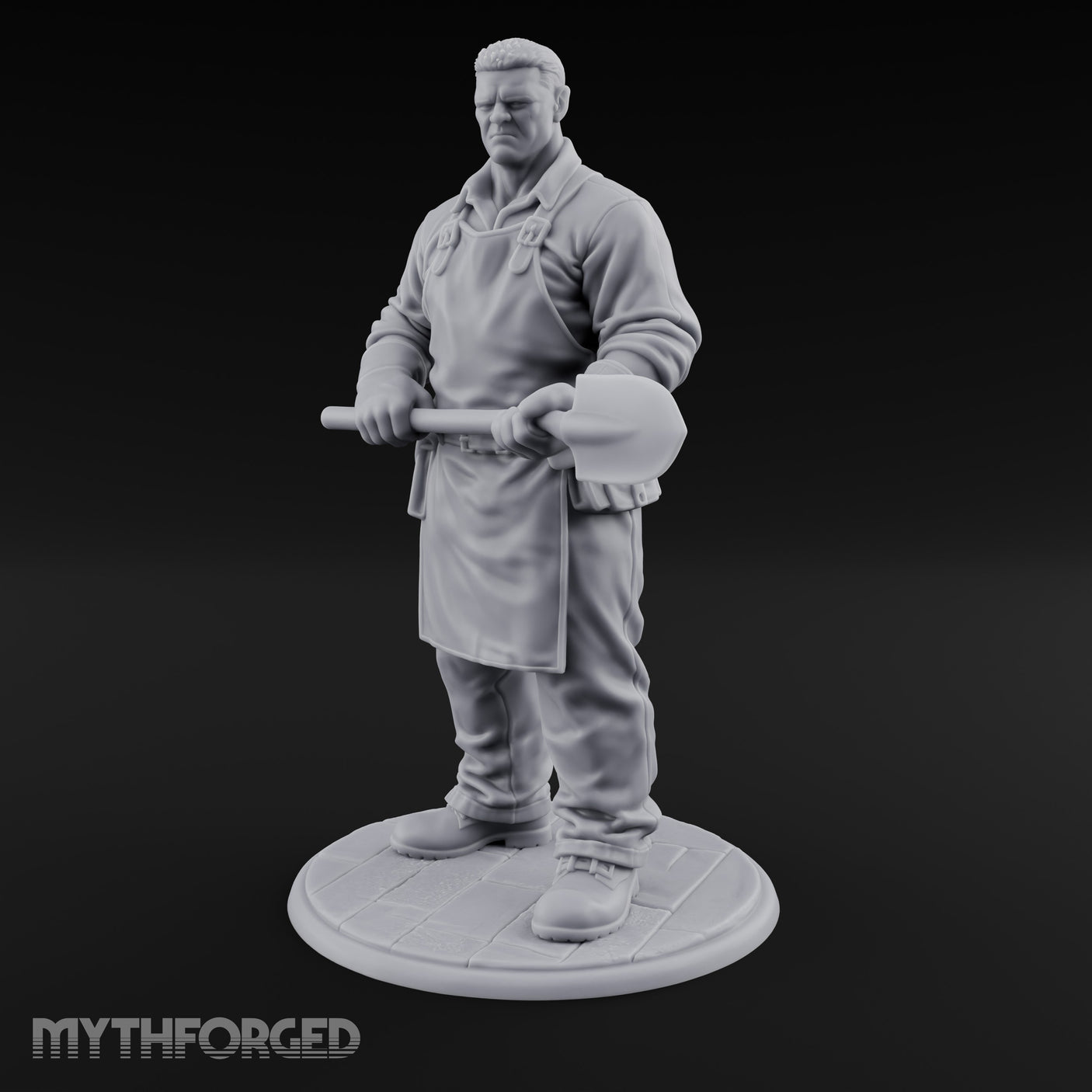 Shovel Gripping Human Gravedigger Miniature for Dungeons and Dragons, Pathfinder or other TTRPGs