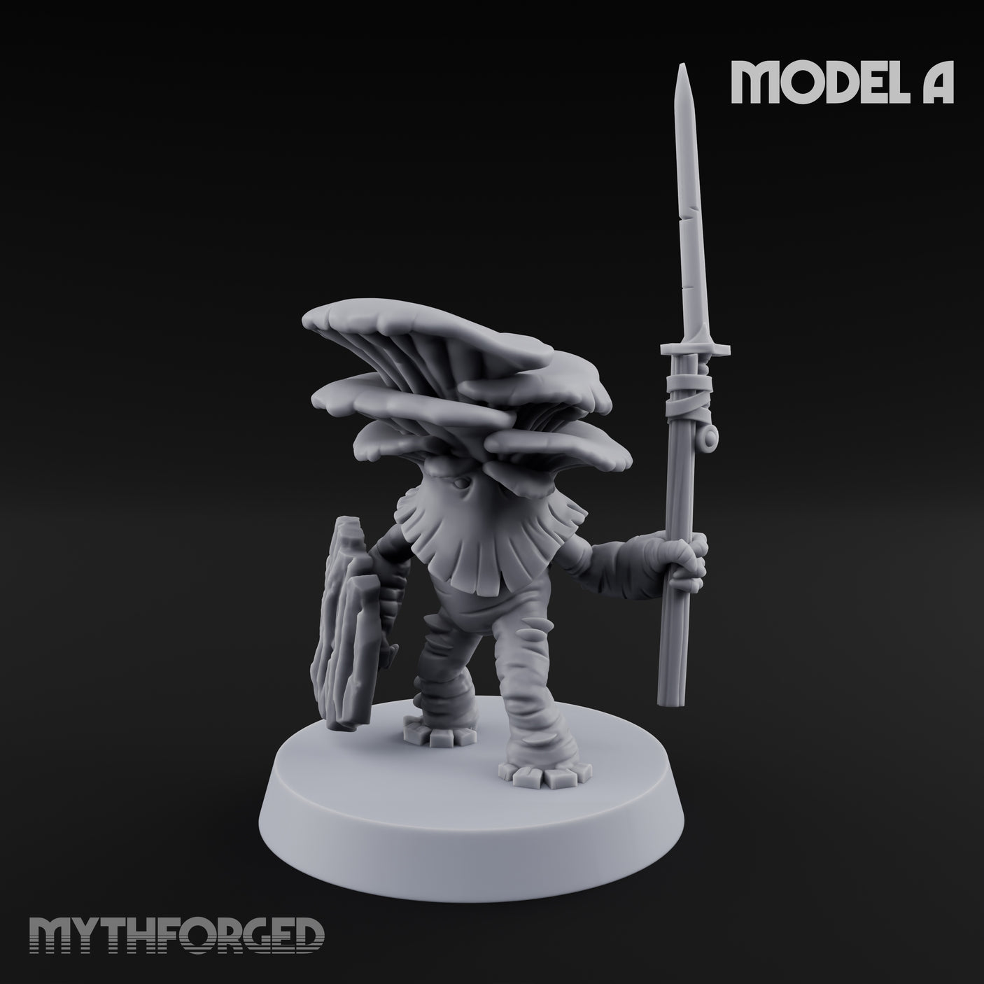 Spore Spearing Mushroom Warrior A Miniature for Dungeons and Dragons, Pathfinder or other TTRPGs