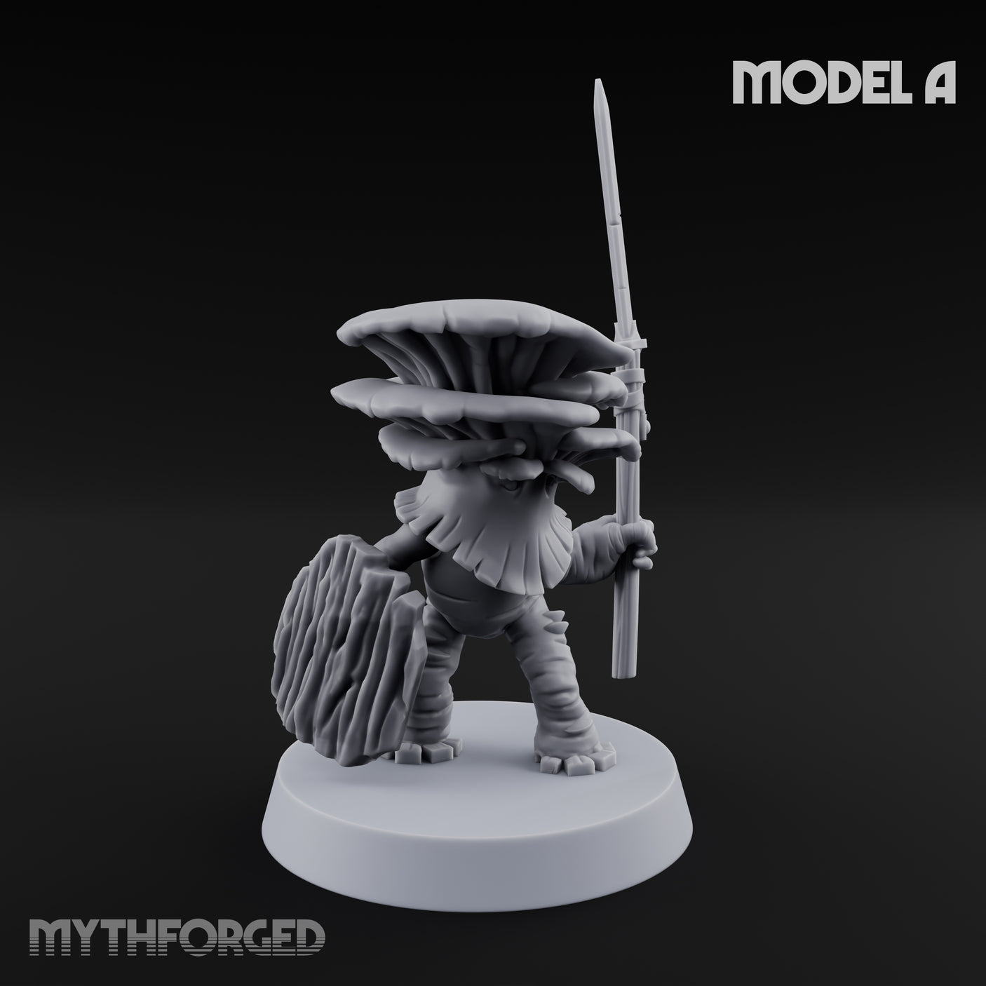 Spore Spearing Mushroom Warrior A Miniature for Dungeons and Dragons, Pathfinder or other TTRPGs