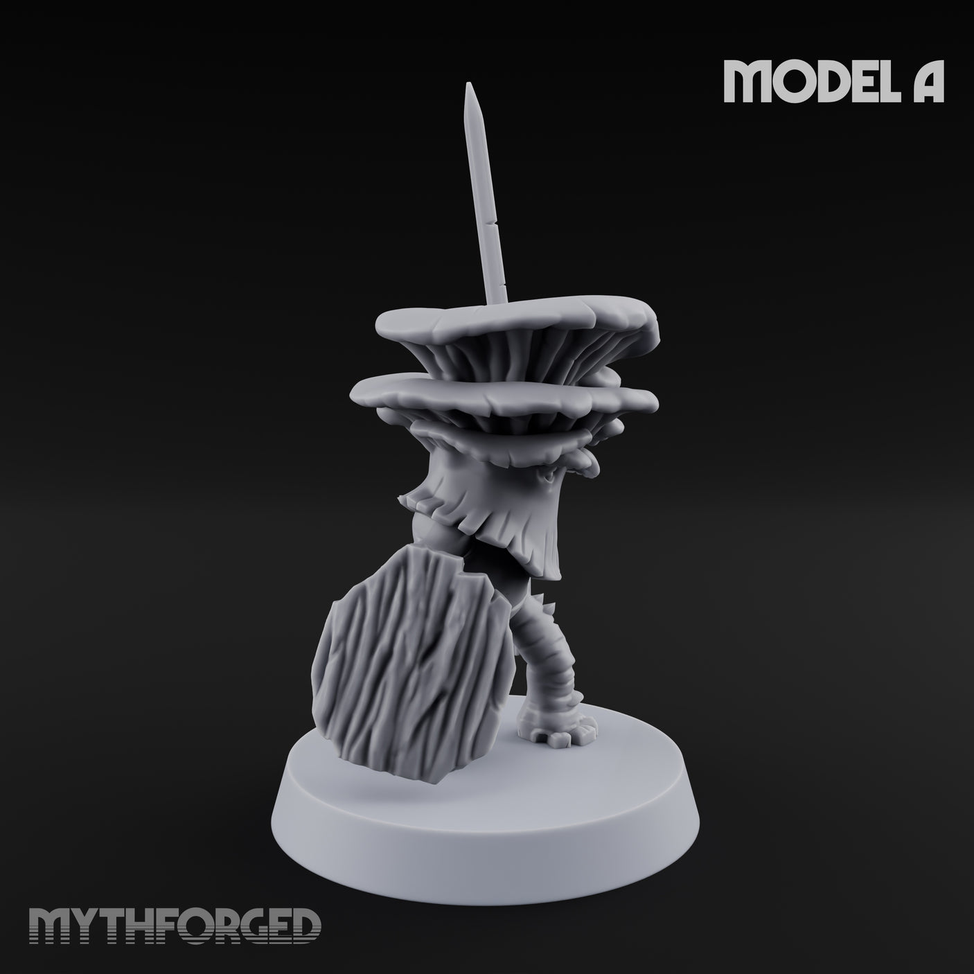 Spore Spearing Mushroom Warrior A Miniature for Dungeons and Dragons, Pathfinder or other TTRPGs