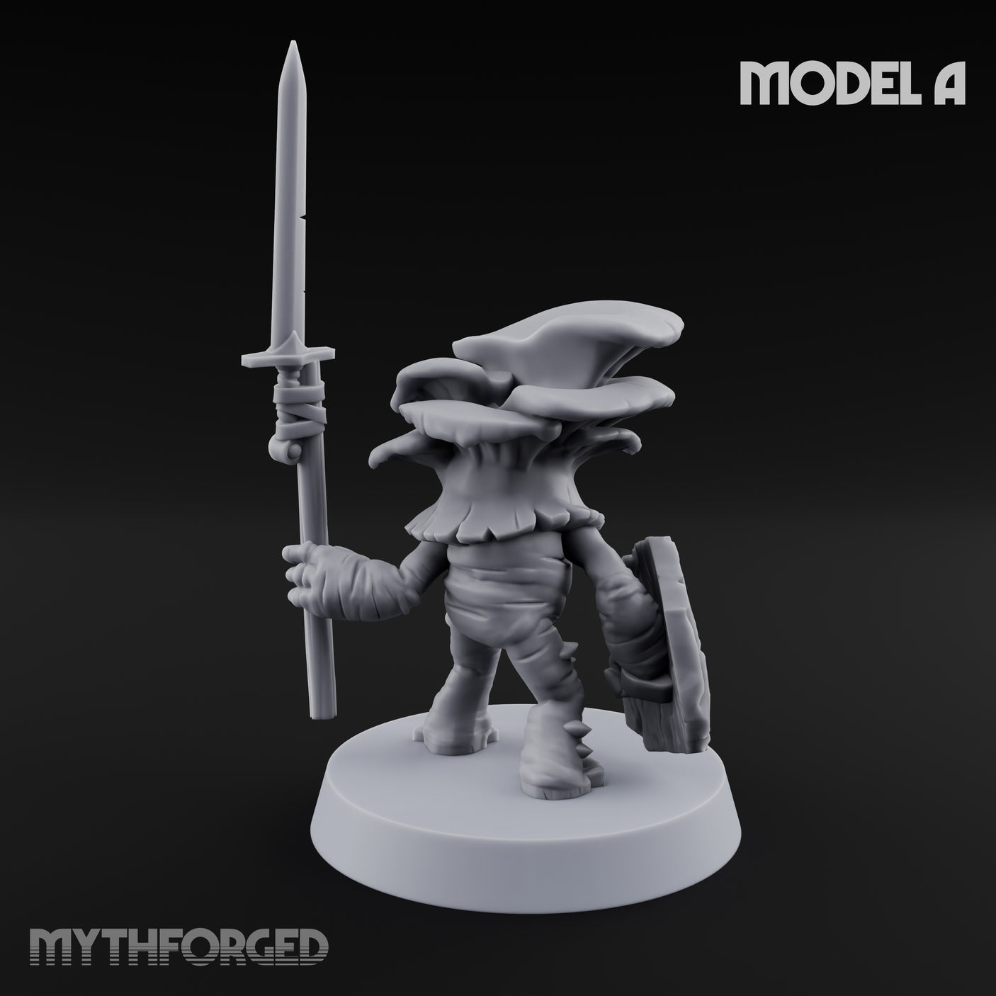 Spore Spearing Mushroom Warrior A Miniature for Dungeons and Dragons, Pathfinder or other TTRPGs