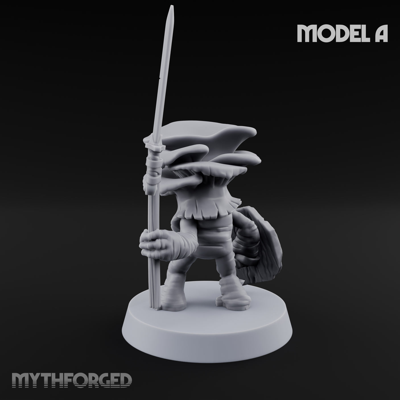 Spore Spearing Mushroom Warrior A Miniature for Dungeons and Dragons, Pathfinder or other TTRPGs