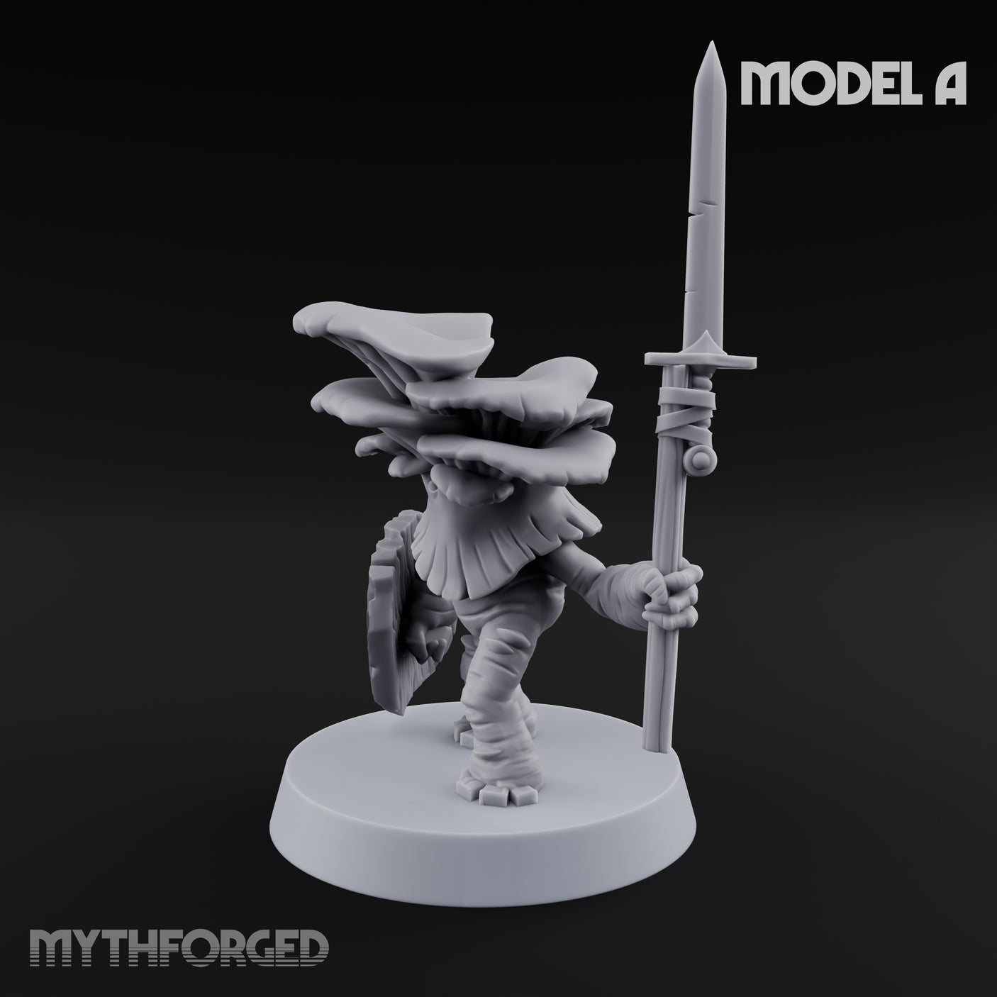 Spore Spearing Mushroom Warrior A Miniature for Dungeons and Dragons, Pathfinder or other TTRPGs