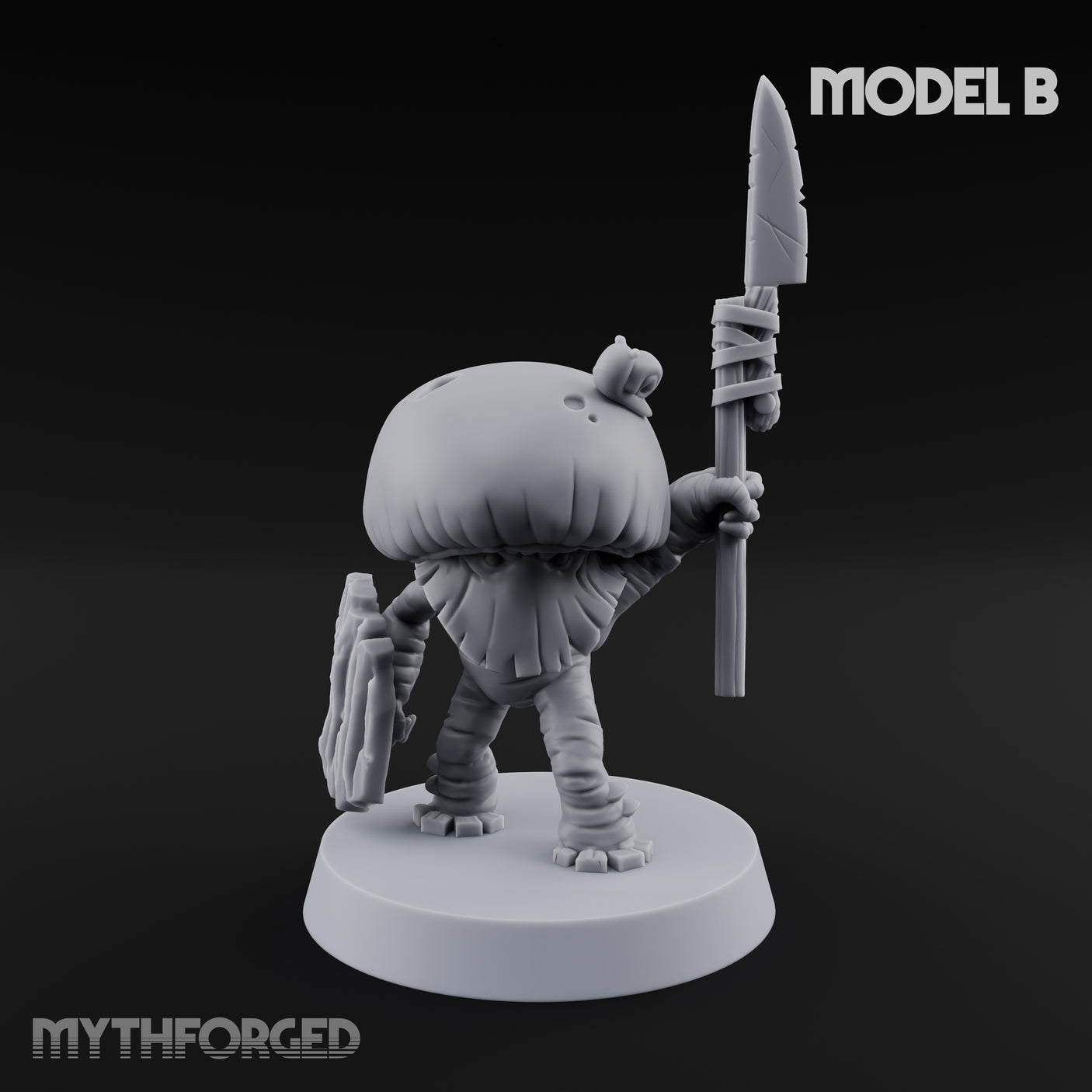 Spore Spearing Mushroom Warriors Miniature for Dungeons and Dragons, Pathfinder or other TTRPGs