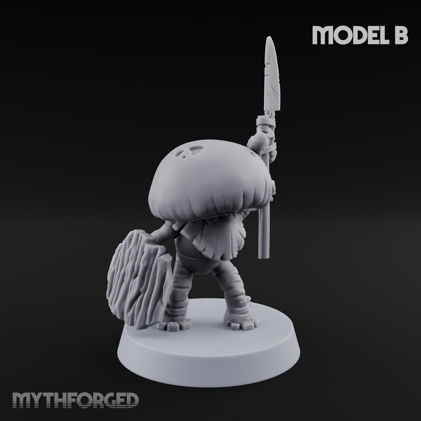 Spore Spearing Mushroom Warrior B Miniature for Dungeons and Dragons, Pathfinder or other TTRPGs