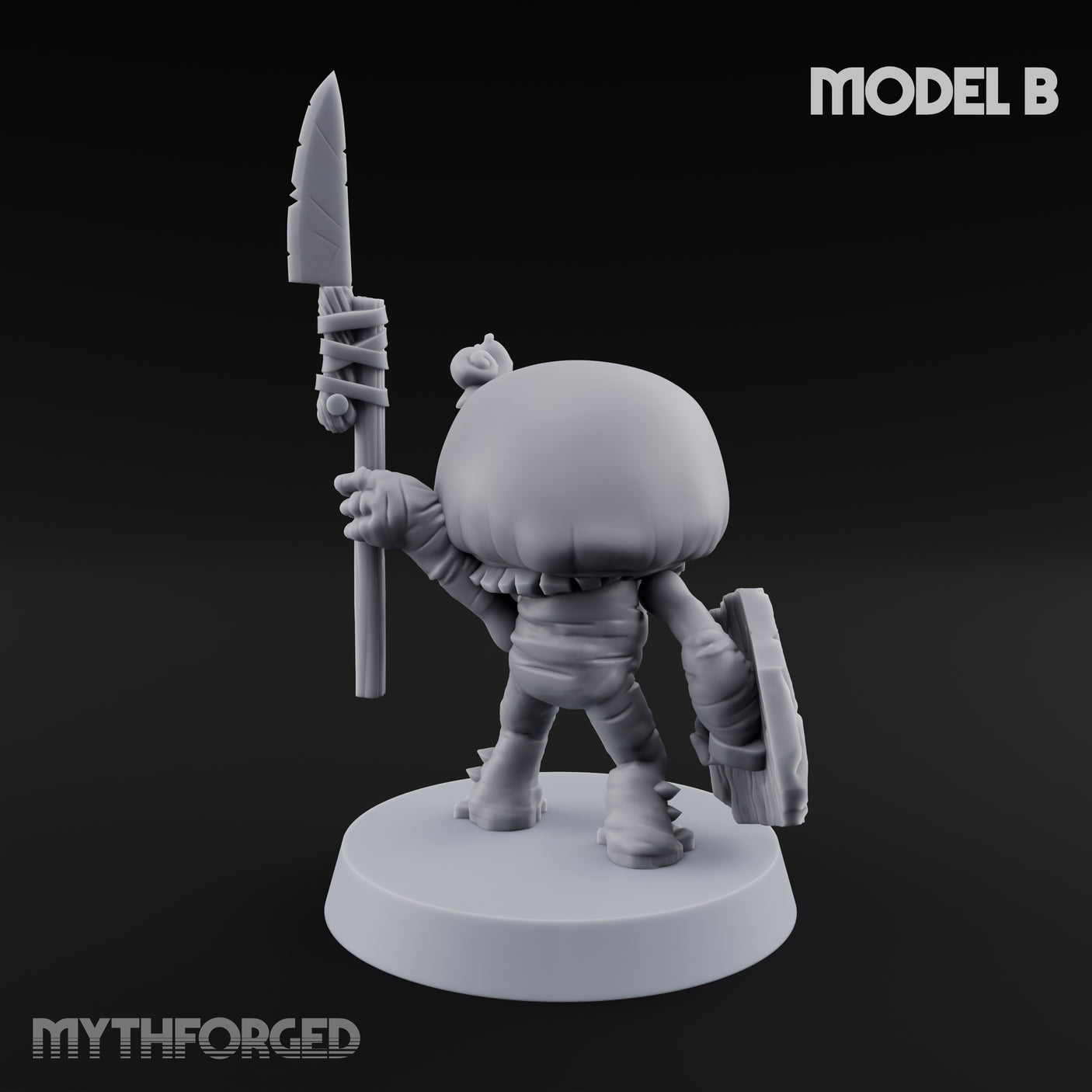 Spore Spearing Mushroom Warrior B Miniature for Dungeons and Dragons, Pathfinder or other TTRPGs