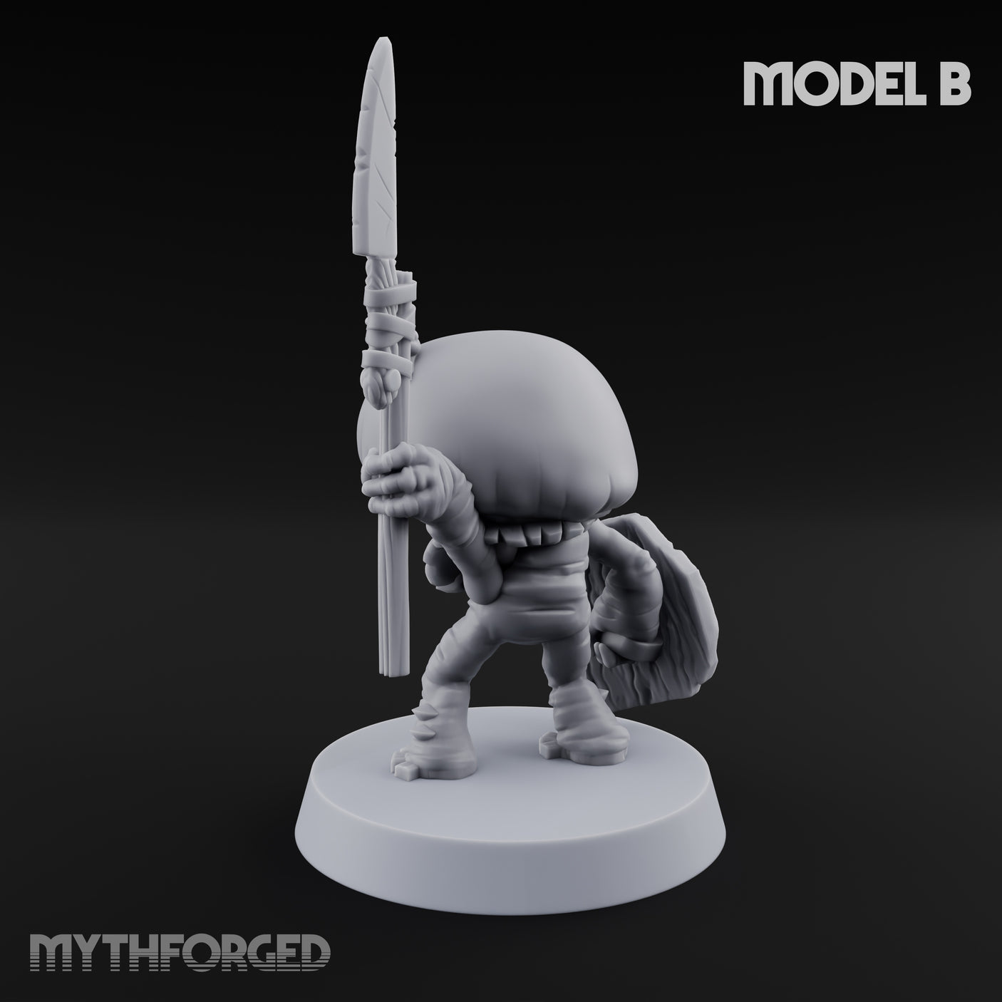 Spore Spearing Mushroom Warrior B Miniature for Dungeons and Dragons, Pathfinder or other TTRPGs