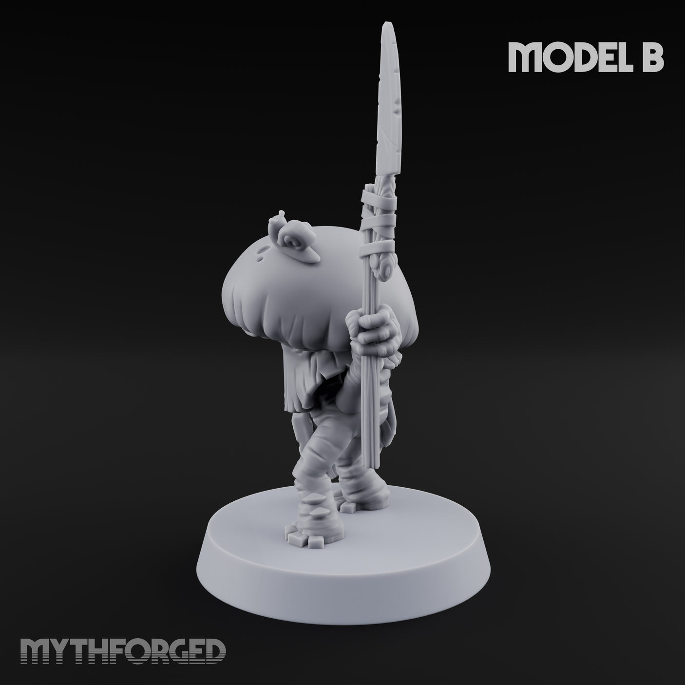 Spore Spearing Mushroom Warrior B Miniature for Dungeons and Dragons, Pathfinder or other TTRPGs