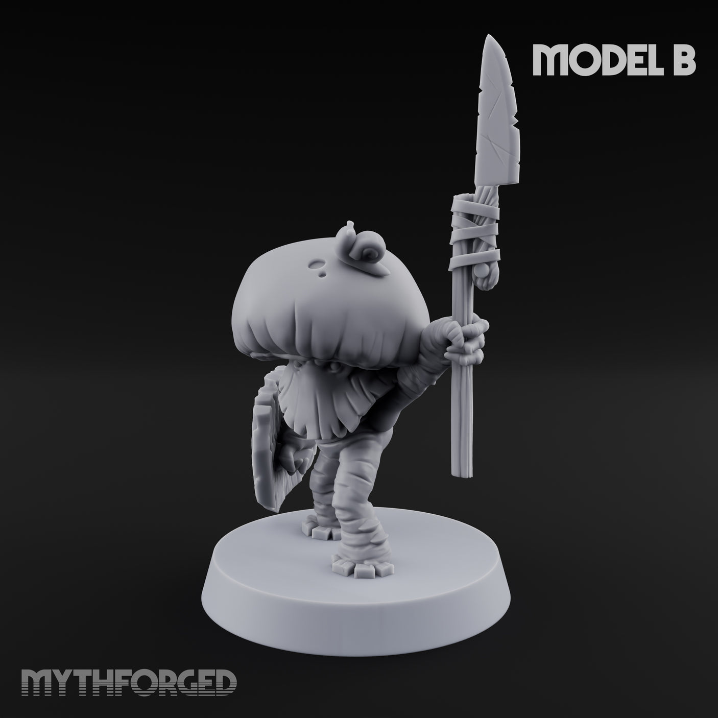 Spore Spearing Mushroom Warrior B Miniature for Dungeons and Dragons, Pathfinder or other TTRPGs
