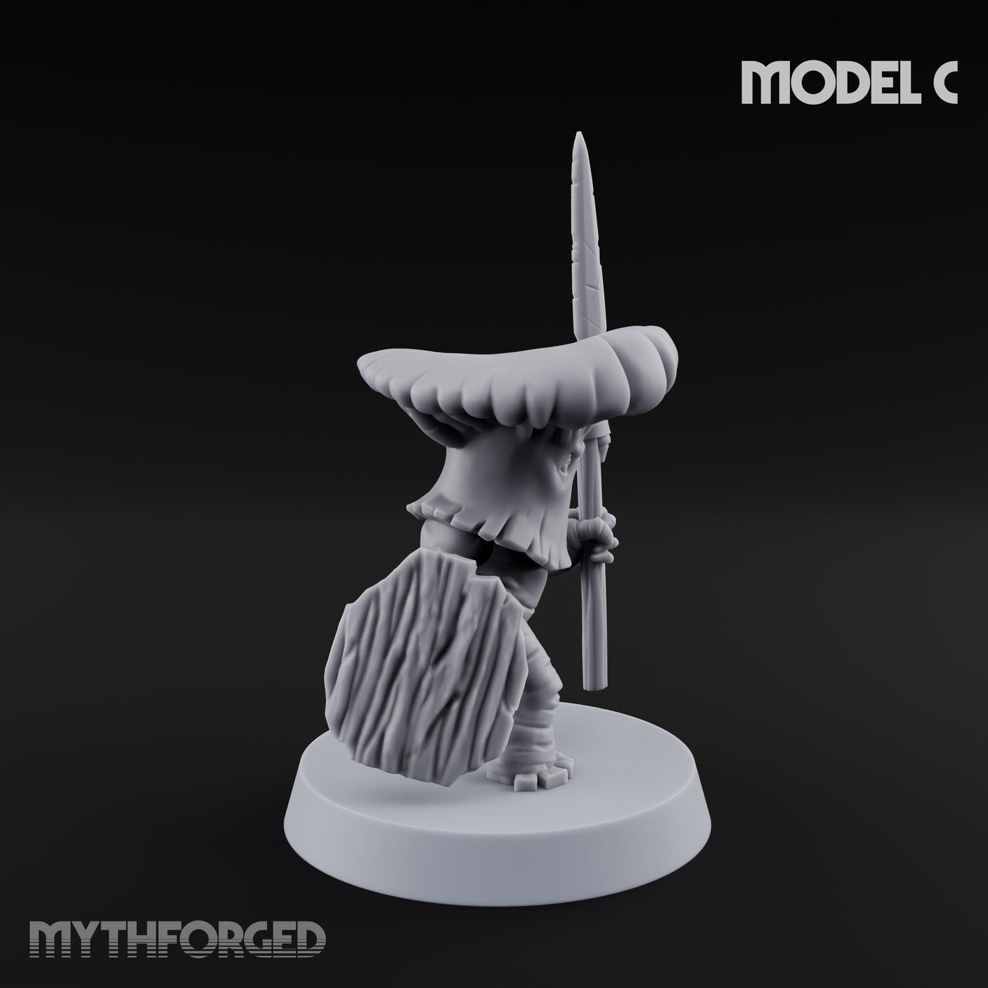 Spore Spearing Mushroom Warrior C Miniature for Dungeons and Dragons, Pathfinder or other TTRPGs