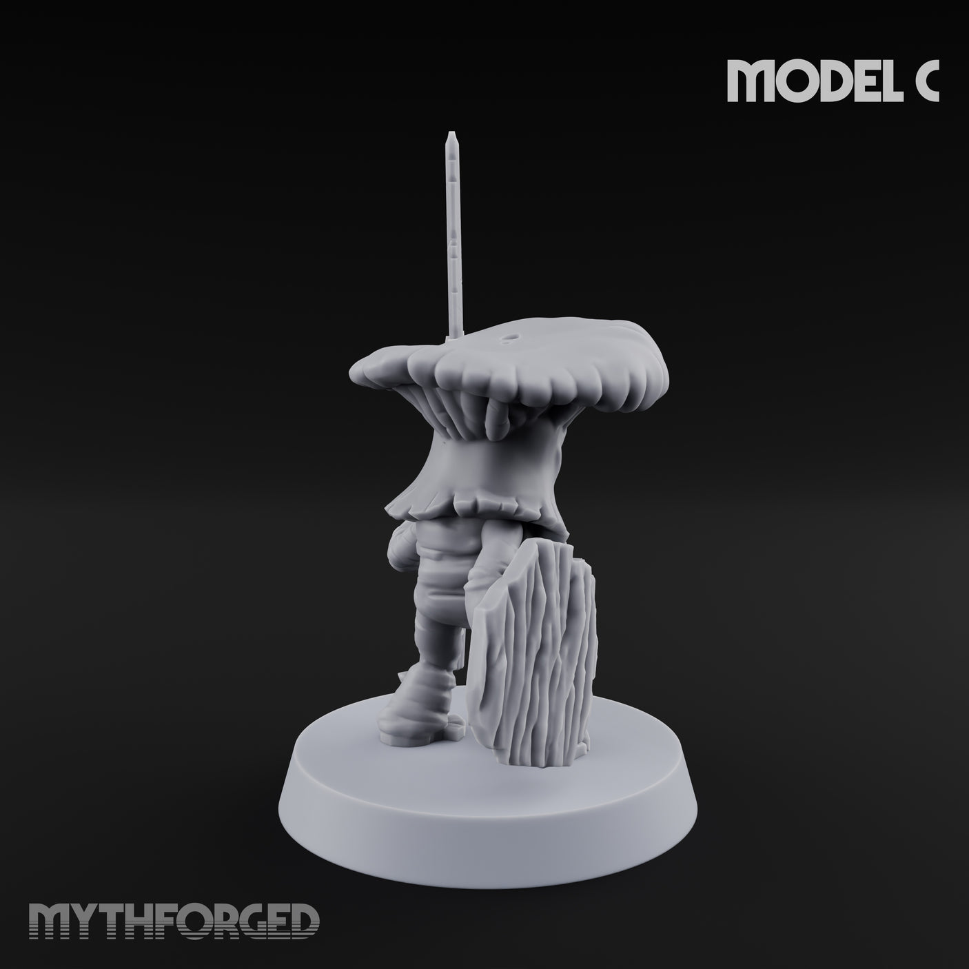 Spore Spearing Mushroom Warrior C Miniature for Dungeons and Dragons, Pathfinder or other TTRPGs