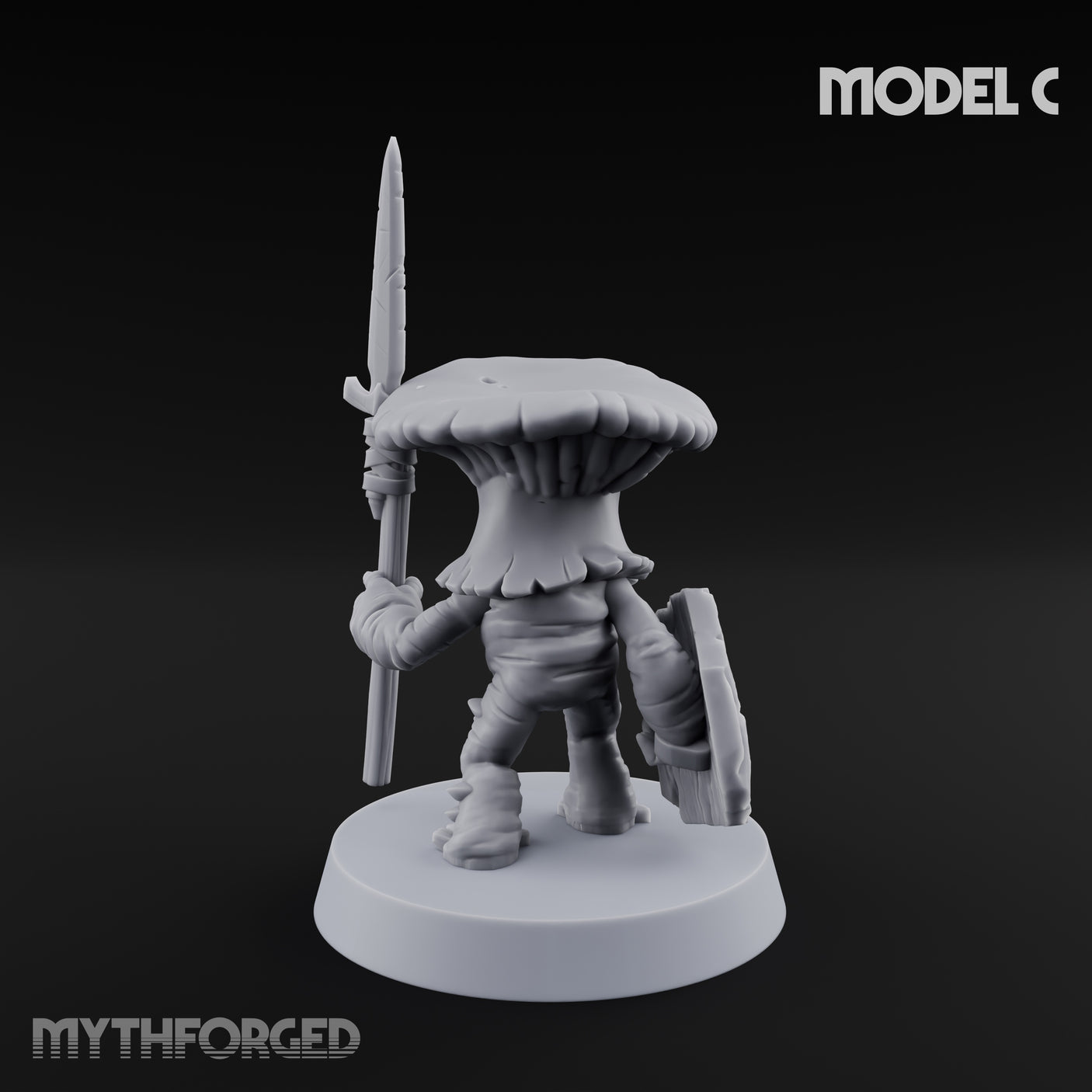 Spore Spearing Mushroom Warrior C Miniature for Dungeons and Dragons, Pathfinder or other TTRPGs