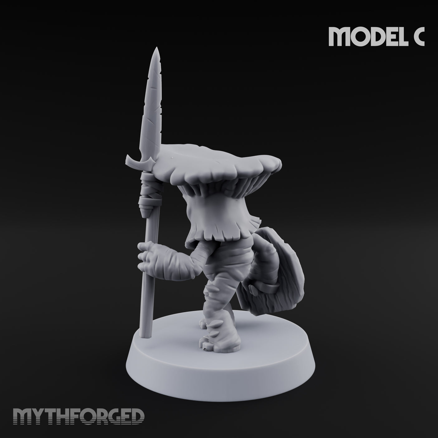 Spore Spearing Mushroom Warrior C Miniature for Dungeons and Dragons, Pathfinder or other TTRPGs