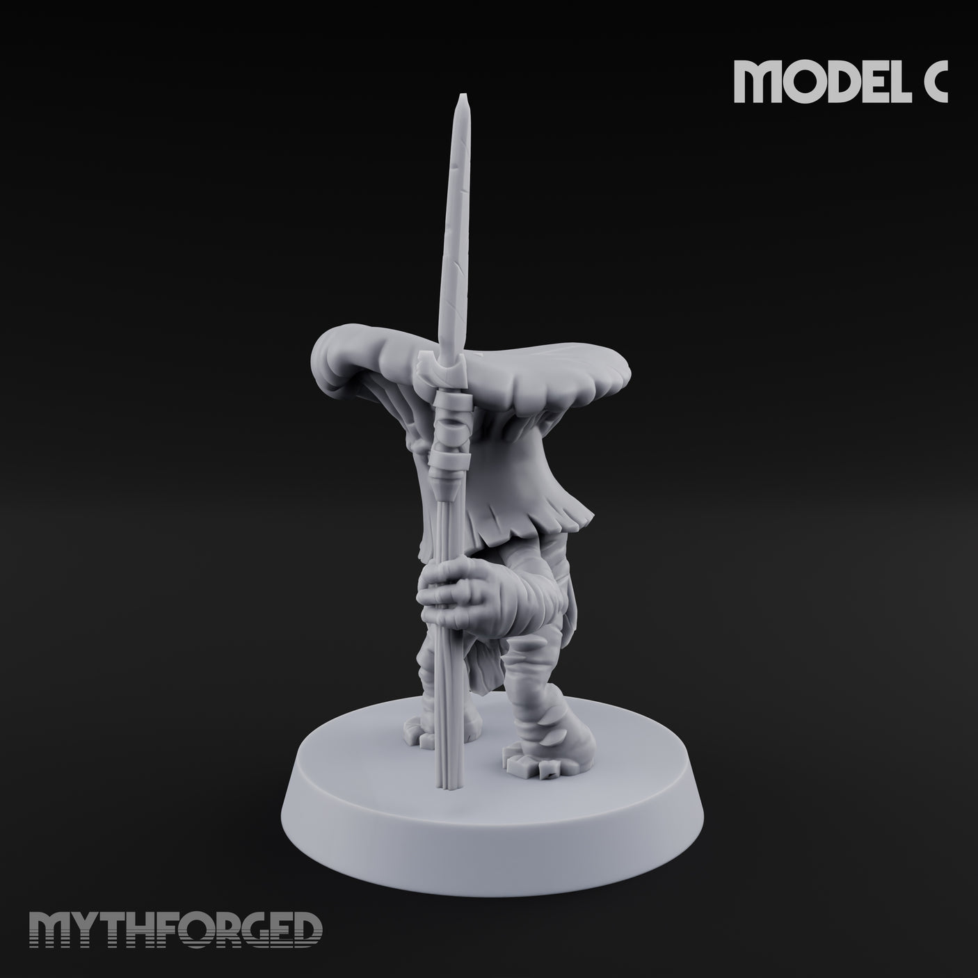 Spore Spearing Mushroom Warrior C Miniature for Dungeons and Dragons, Pathfinder or other TTRPGs
