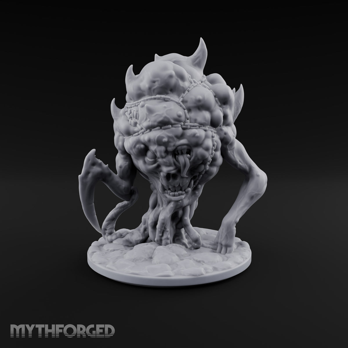 Heavy Lies the Chained Head Sibriex Fiend with Chained Bloated Head and Scythe Claw