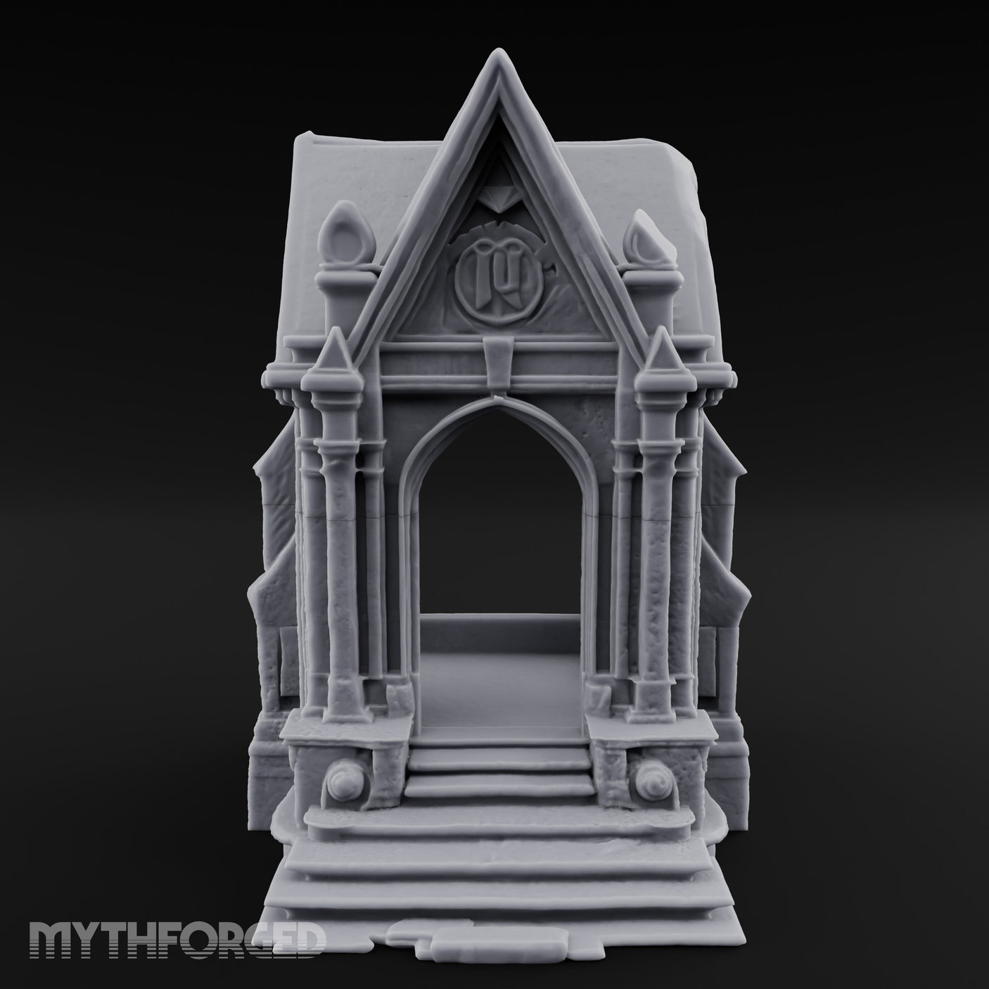 Sigil-Crowned Gothic-Arched Mausoleum Chapel Miniature for Dungeons and Dragons, Pathfinder or other TTRPGs
