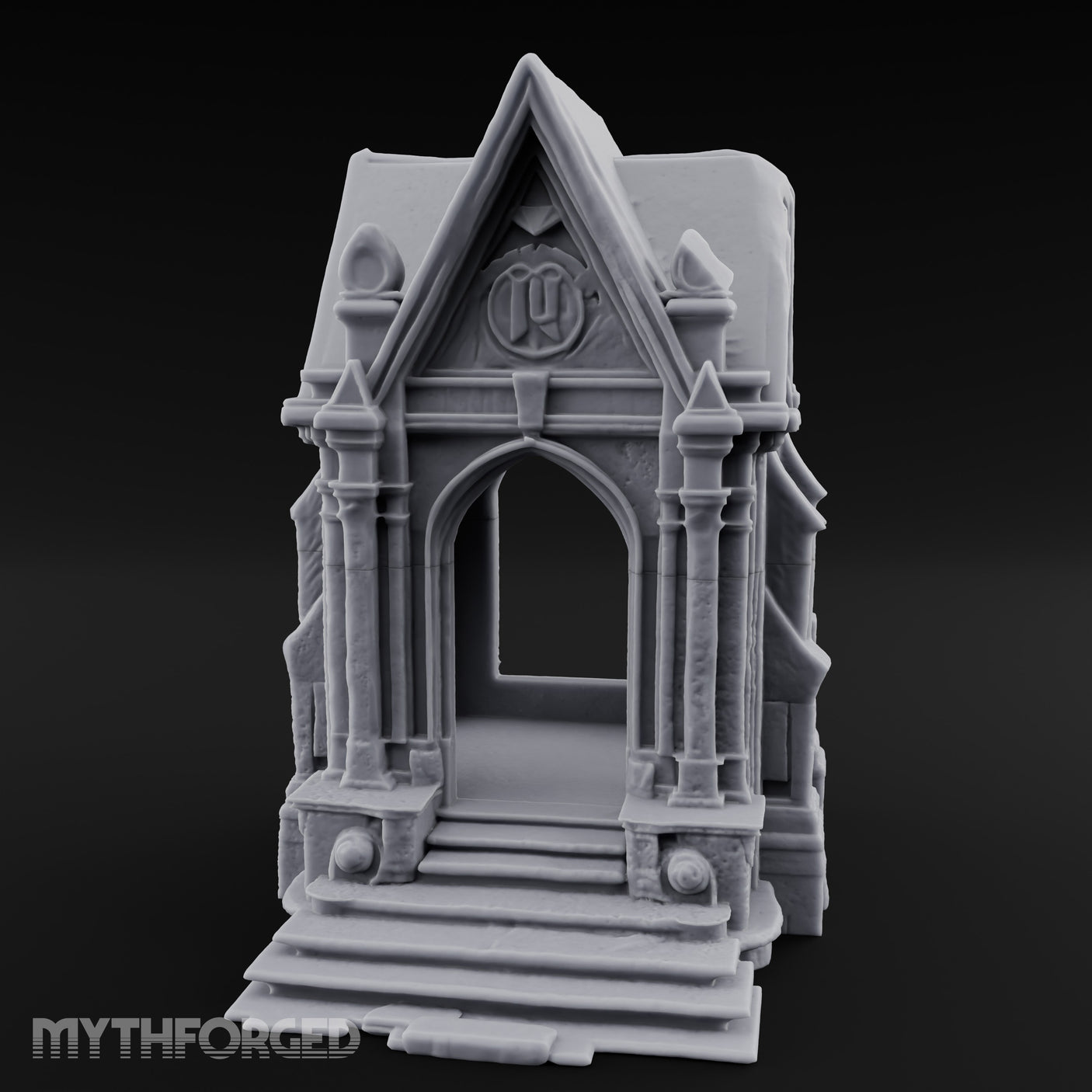 Sigil-Crowned Gothic-Arched Mausoleum Chapel Miniature for Dungeons and Dragons, Pathfinder or other TTRPGs