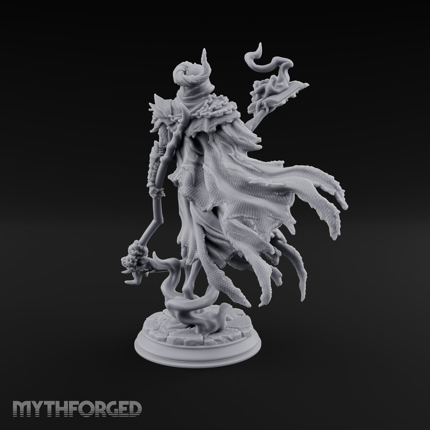 Spellbook Smoking Lich Necromancer Miniature for Dungeons and Dragons, Pathfinder or other TTRPGs