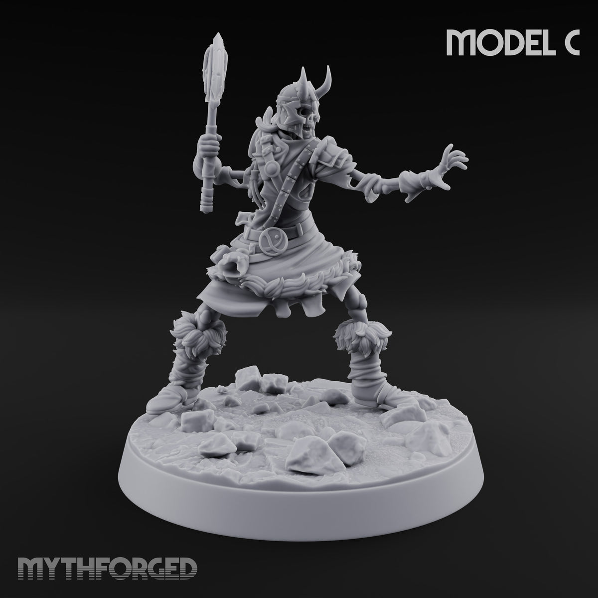 Still Answering the Muster Skeleton Warriors — C · Twin Swords + Spear (Pointing) + Axe · Mounted